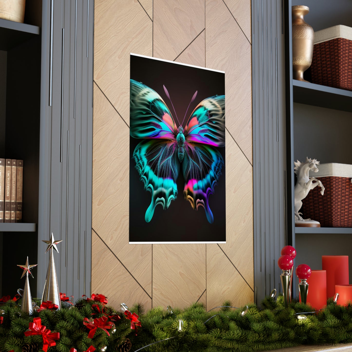 Premium Matte Vertical Posters Neon Butterfly Fusion 3