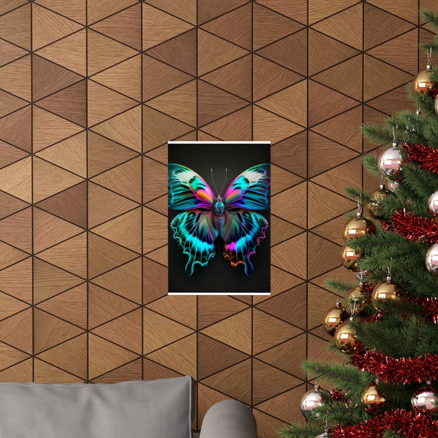 Premium Matte Vertical Posters Neon Butterfly Fusion 4