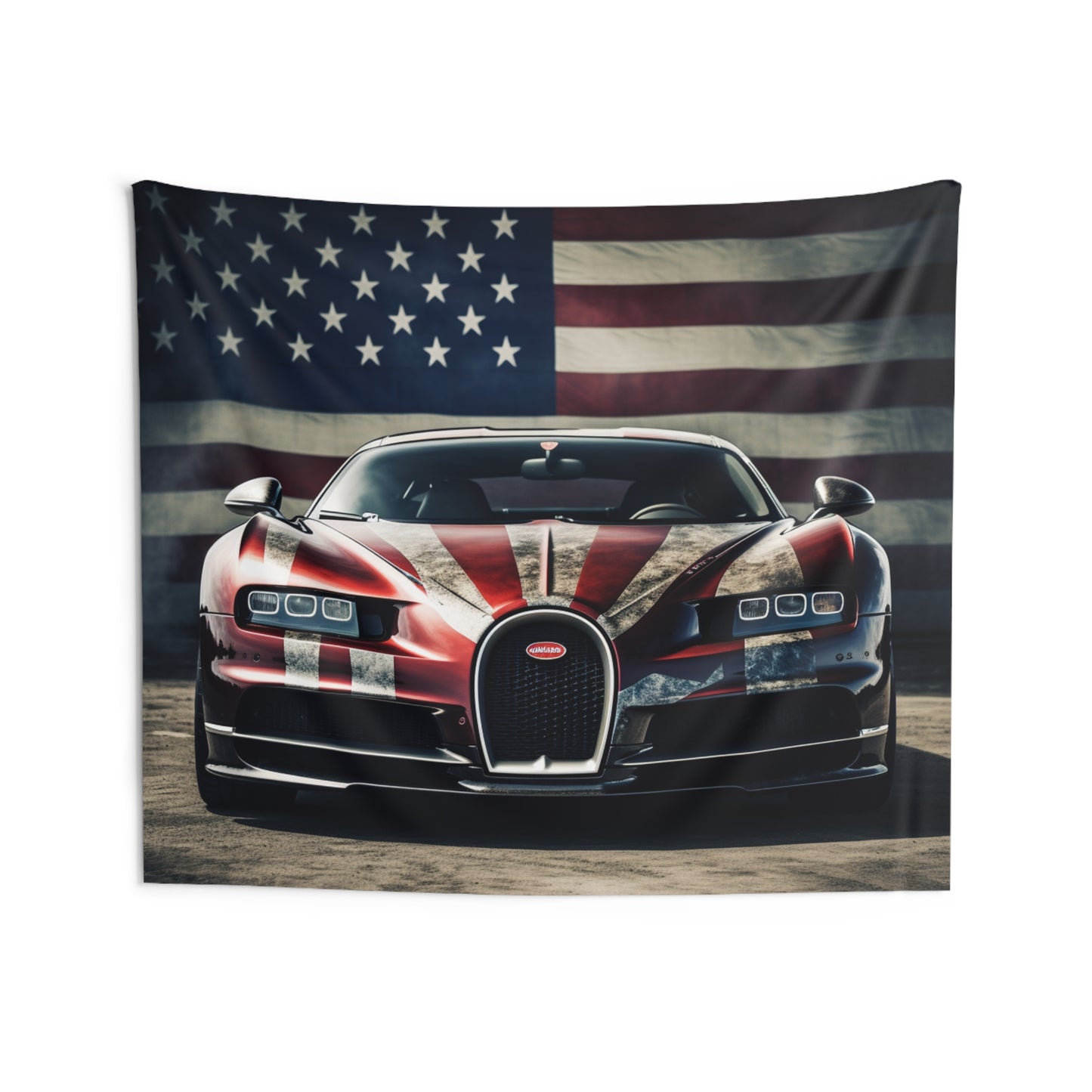 Indoor Wall Tapestries American Flag Background Bugatti 3