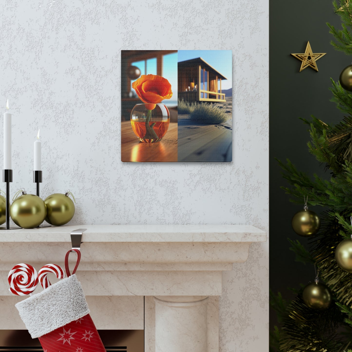 Canvas Gallery Wraps Poppy in a Glass Vase 3
