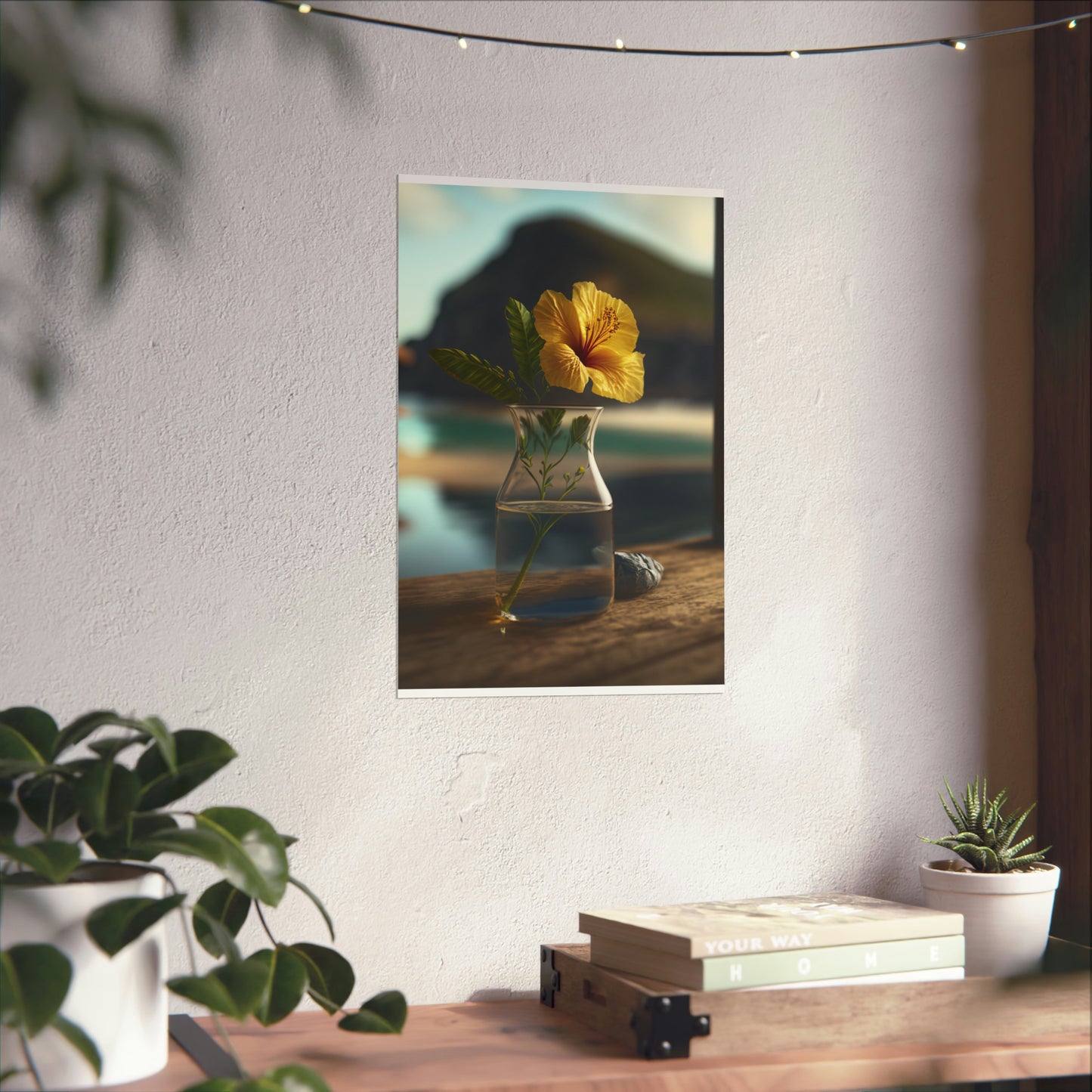 Premium Matte Vertical Posters Yellow Hibiscus Wood 4