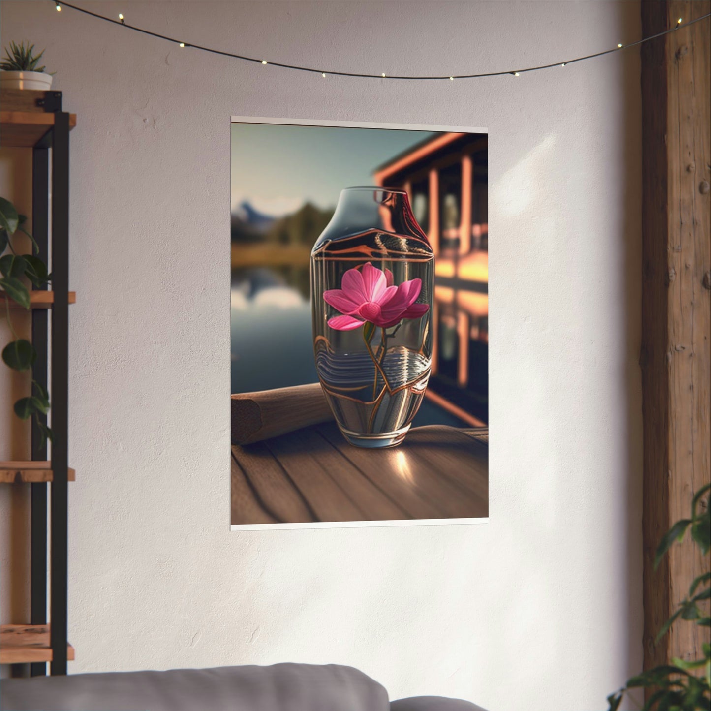 Premium Matte Vertical Posters Magnolia in a Glass vase 3