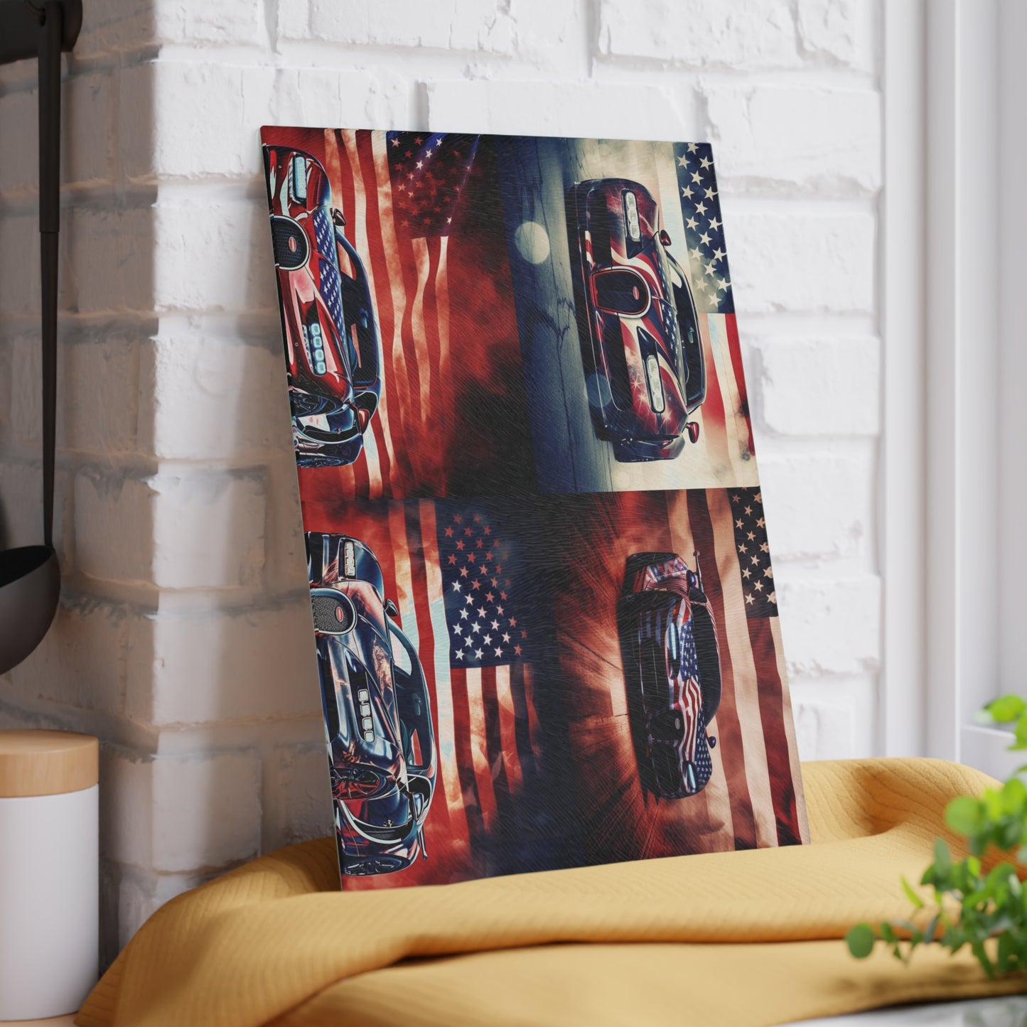 Glass Cutting Board Abstract American Flag Background Bugatti 5