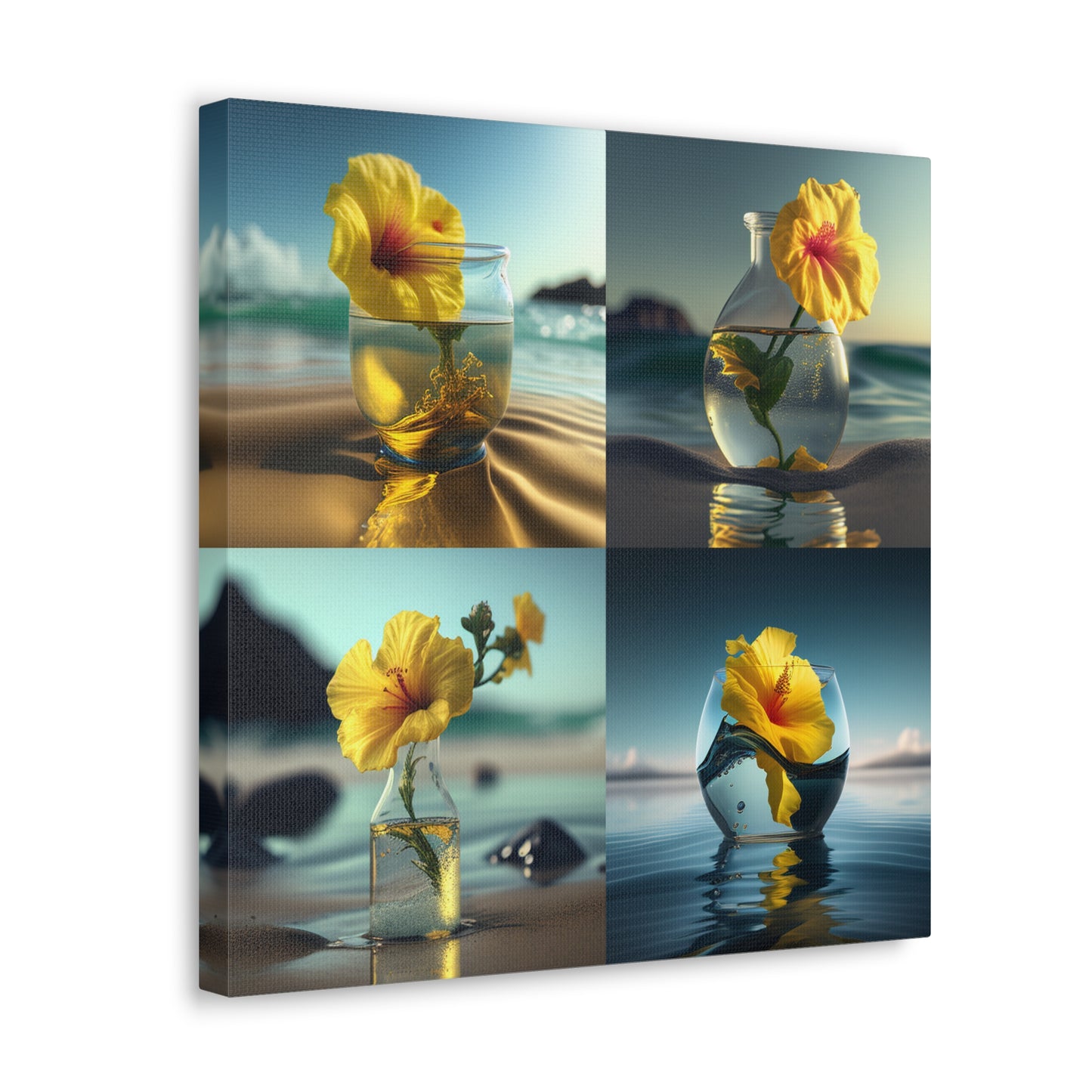 Canvas Gallery Wraps Yellow Hibiscus glass 5