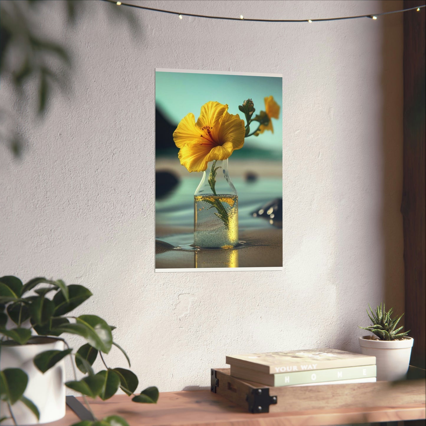 Premium Matte Vertical Posters Yellow Hibiscus glass 3