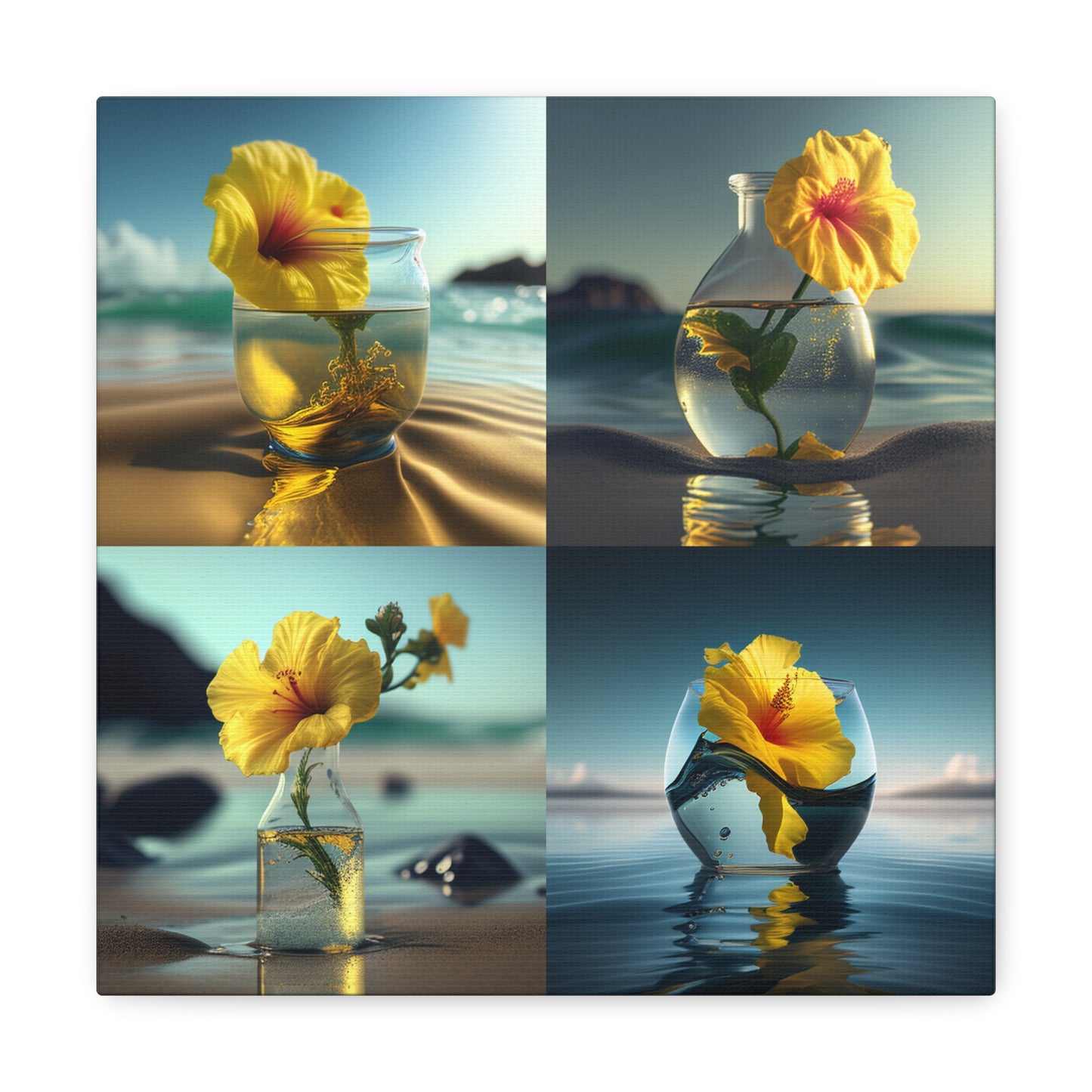 Canvas Gallery Wraps Yellow Hibiscus glass 5