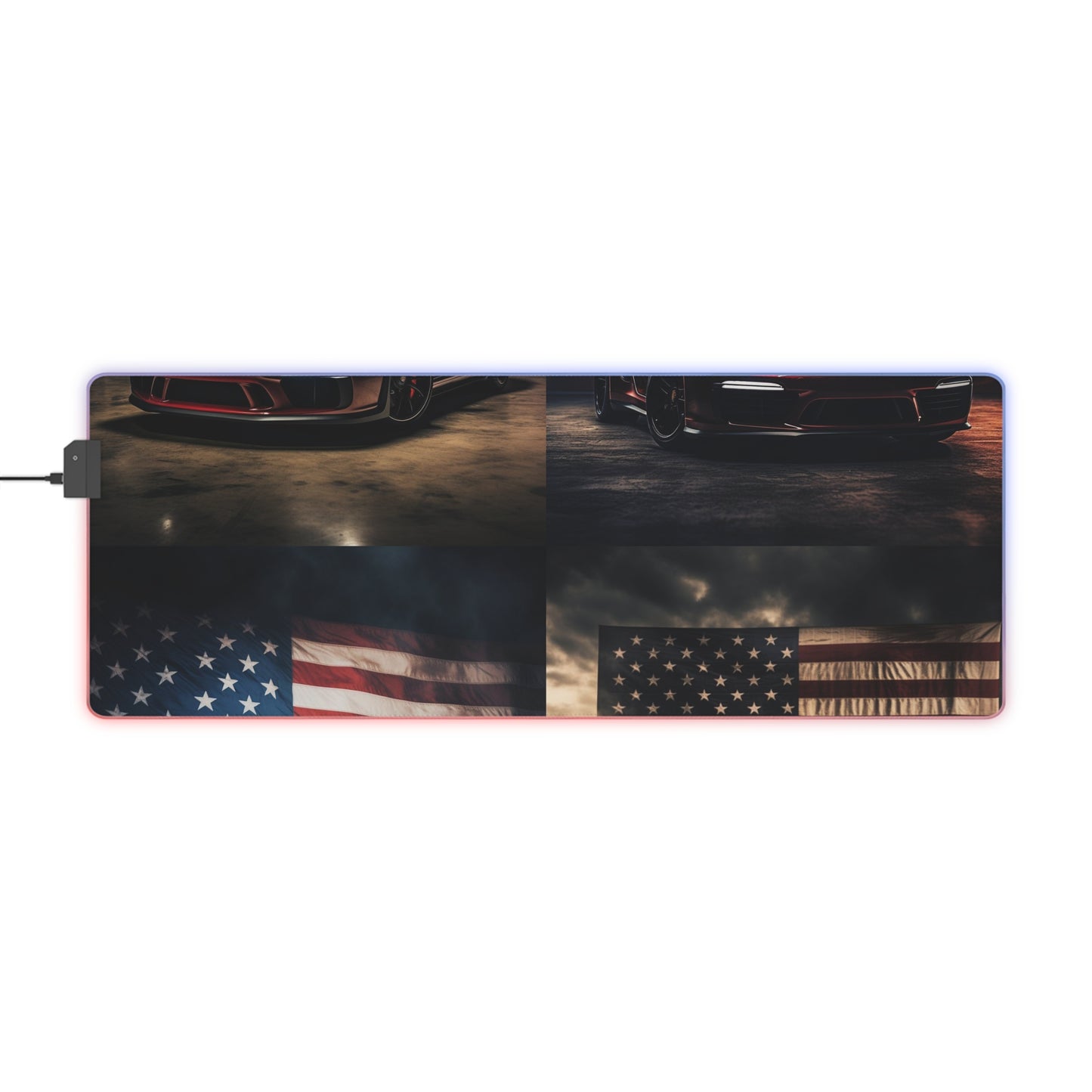 LED Gaming Mouse Pad American Flag Background Porsche 5