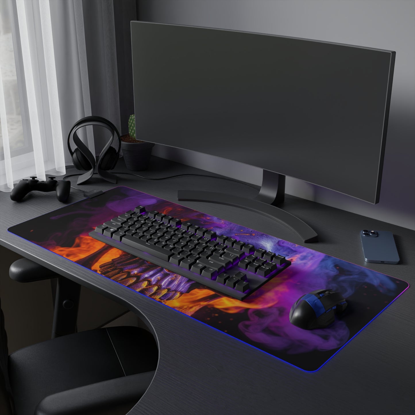 LED Gaming Mouse Pad Macro Skull 1