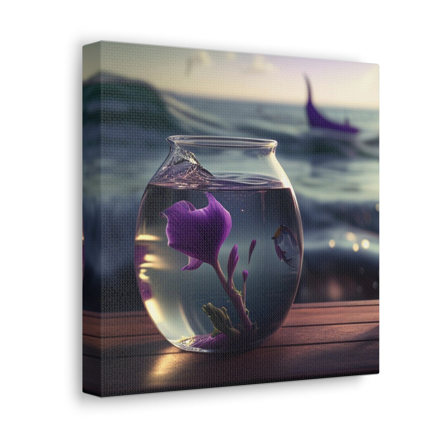 Canvas Gallery Wraps Purple Sweet pea in a vase 1