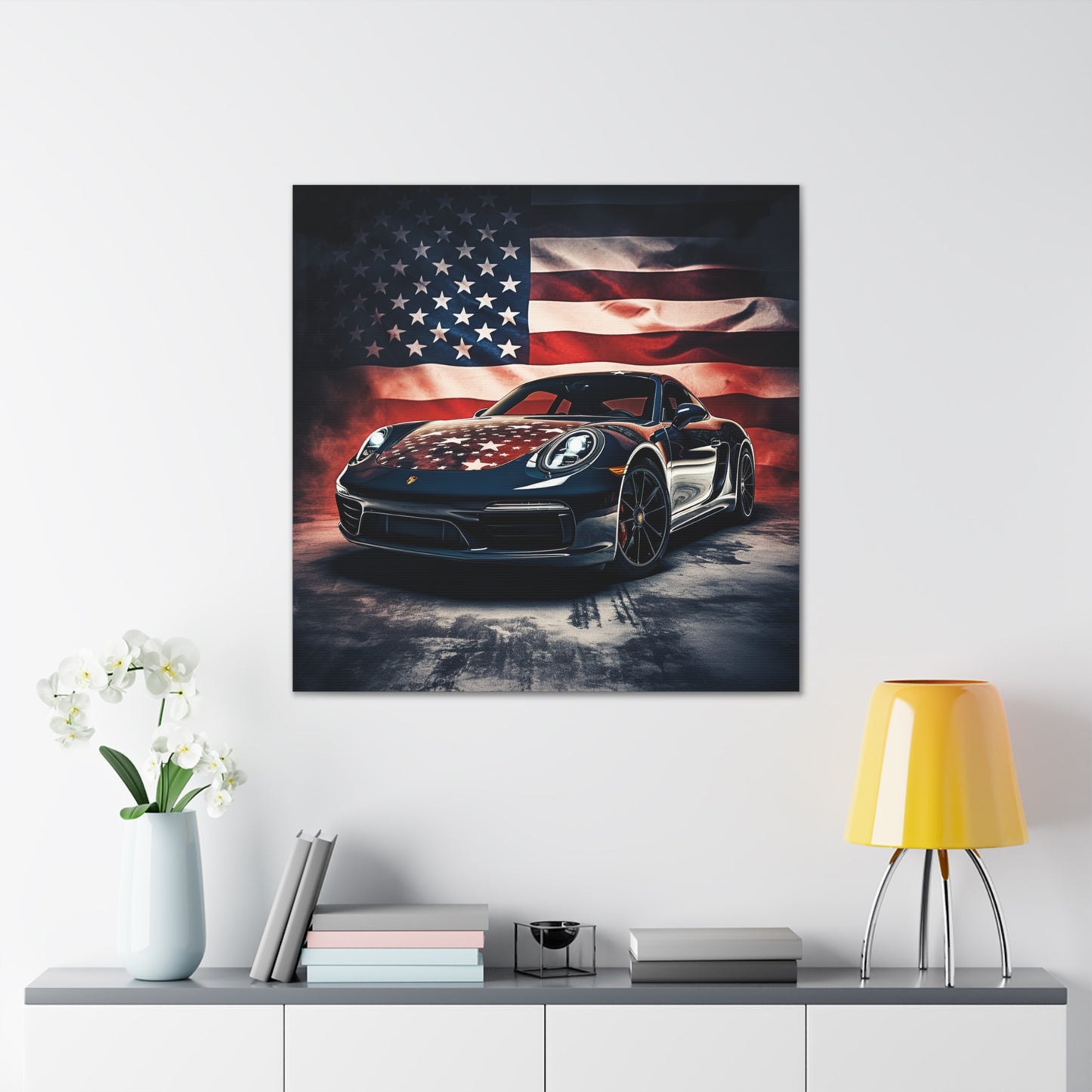 Canvas Gallery Wraps Abstract American Flag Background Porsche 2