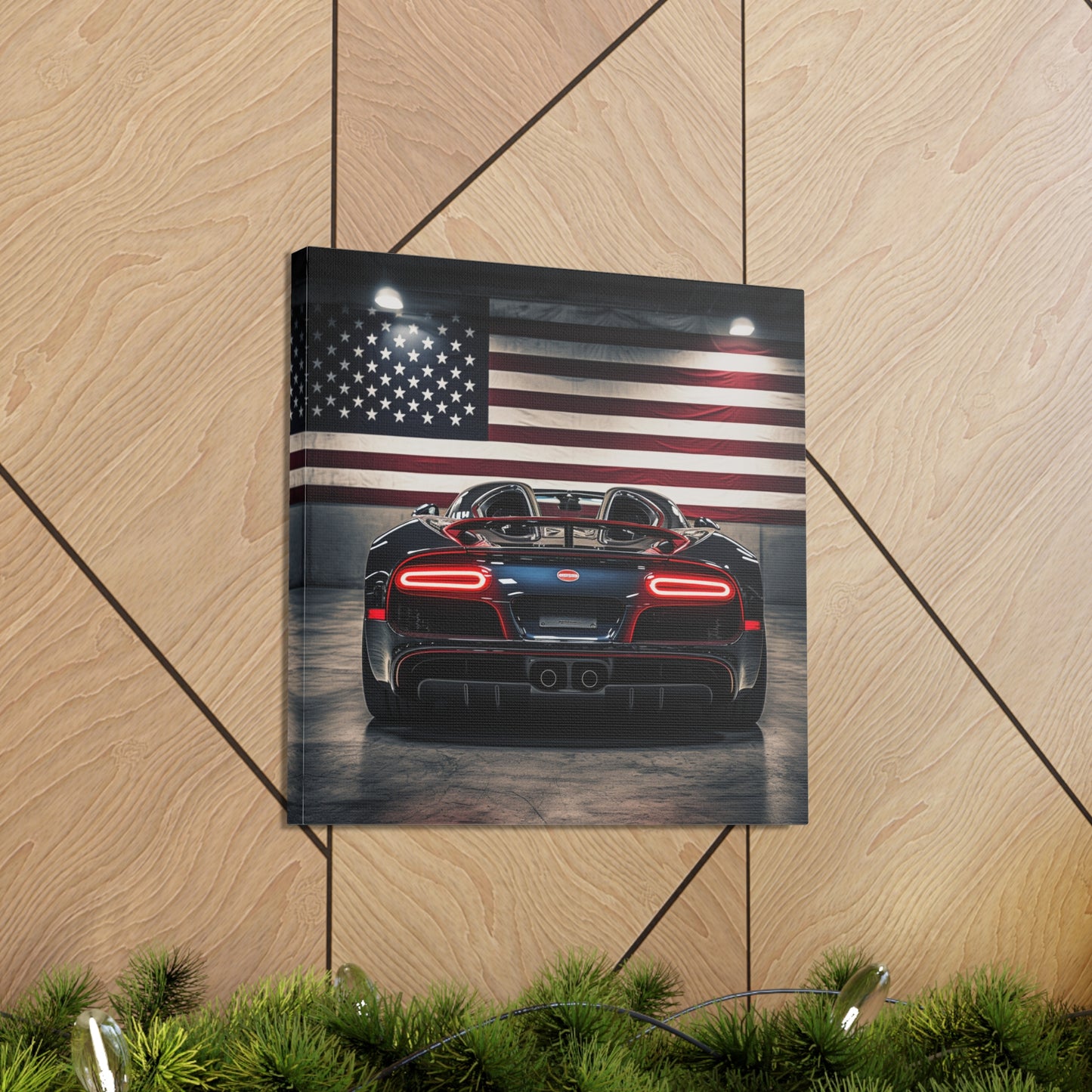 Canvas Gallery Wraps American Flag Background Bugatti 4