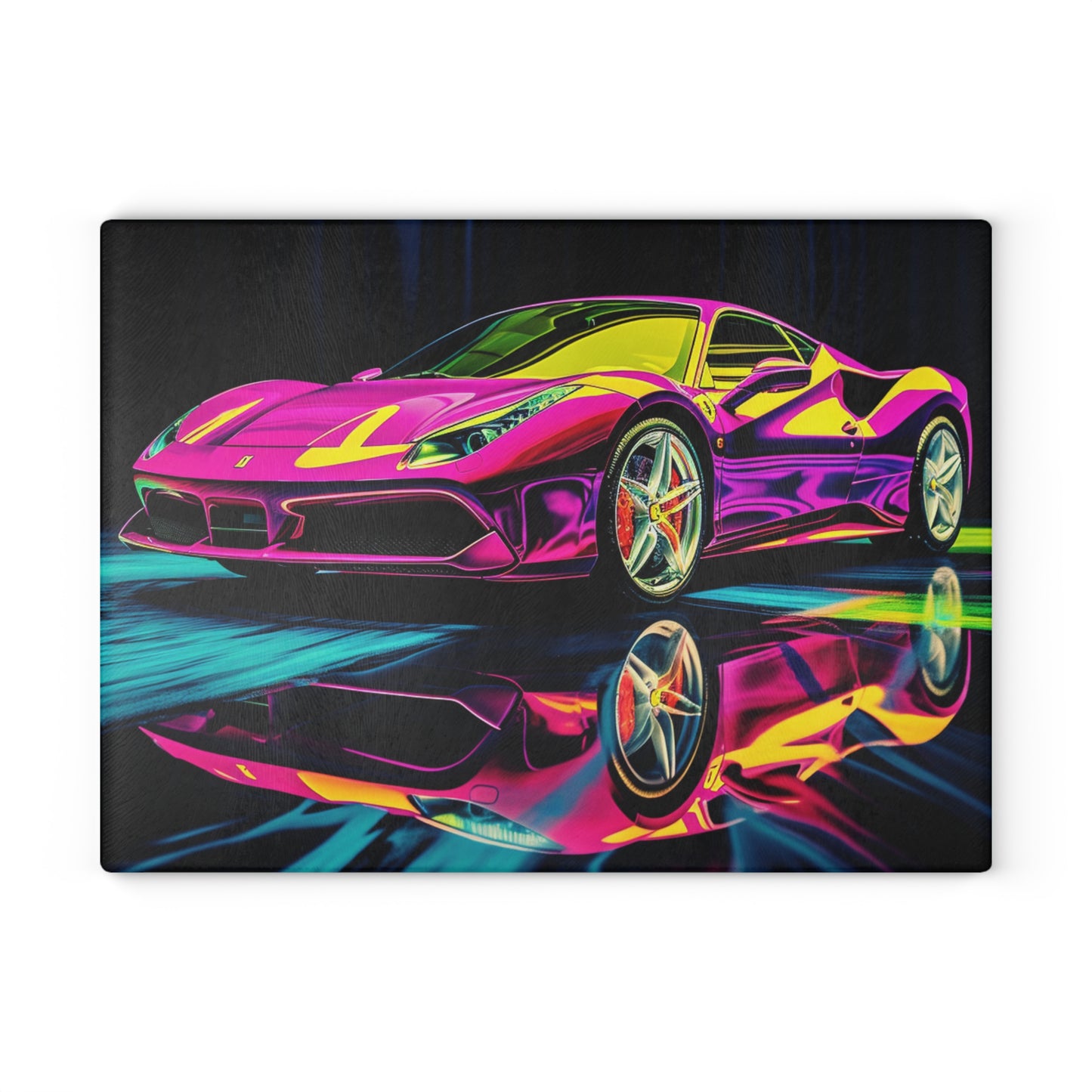 Glass Cutting Board Pink Ferrari Macro 3