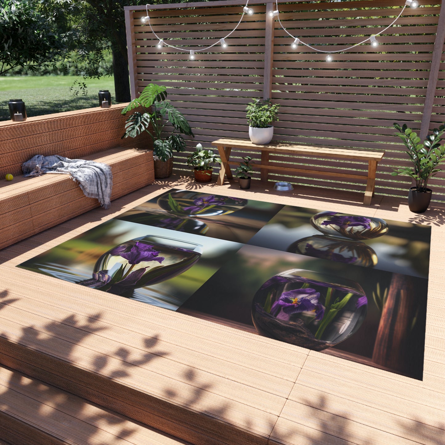 Outdoor Rug  Purple Iris in a vase 5