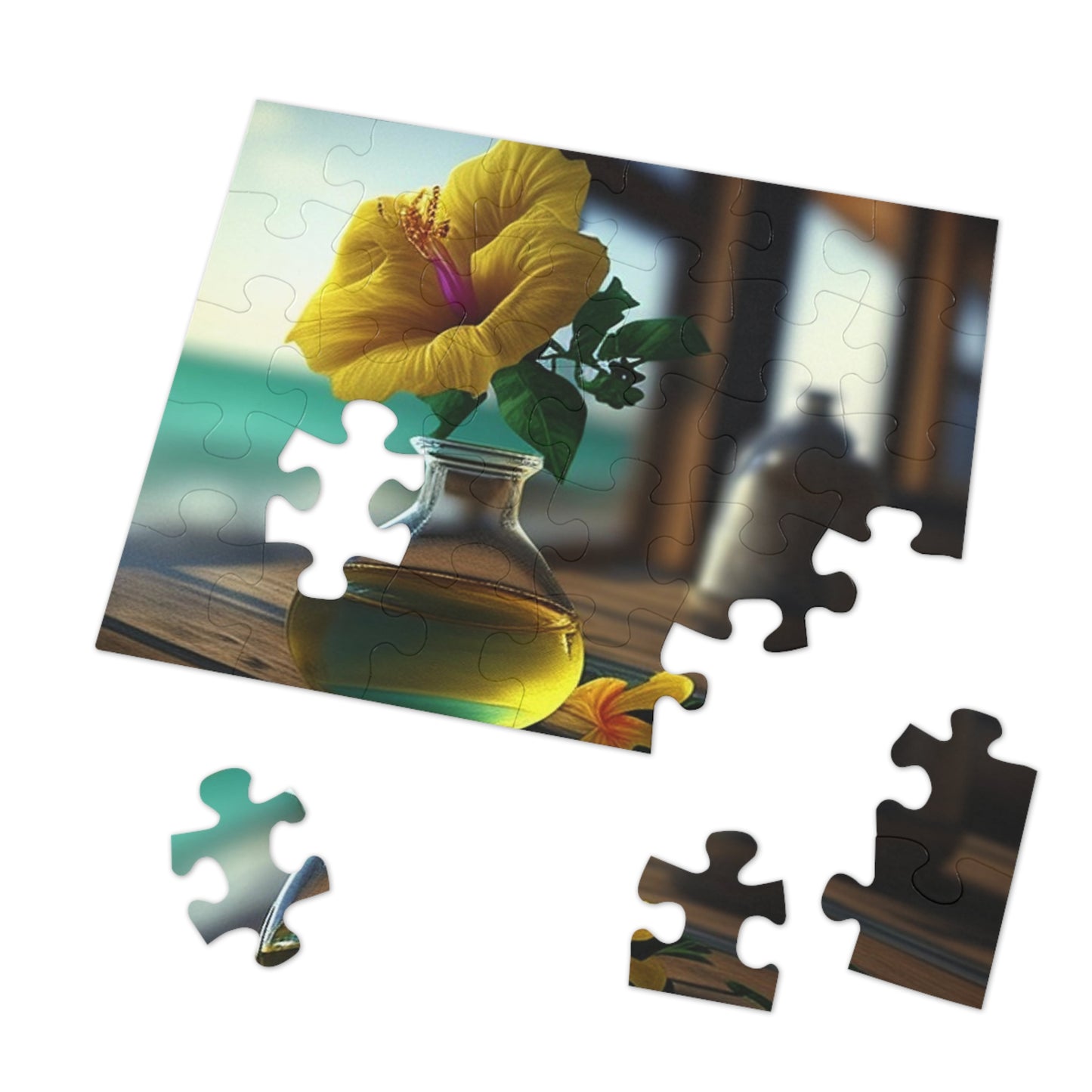 Jigsaw Puzzle (30, 110, 252, 500,1000-Piece) Yellow Hibiscus Wood 1