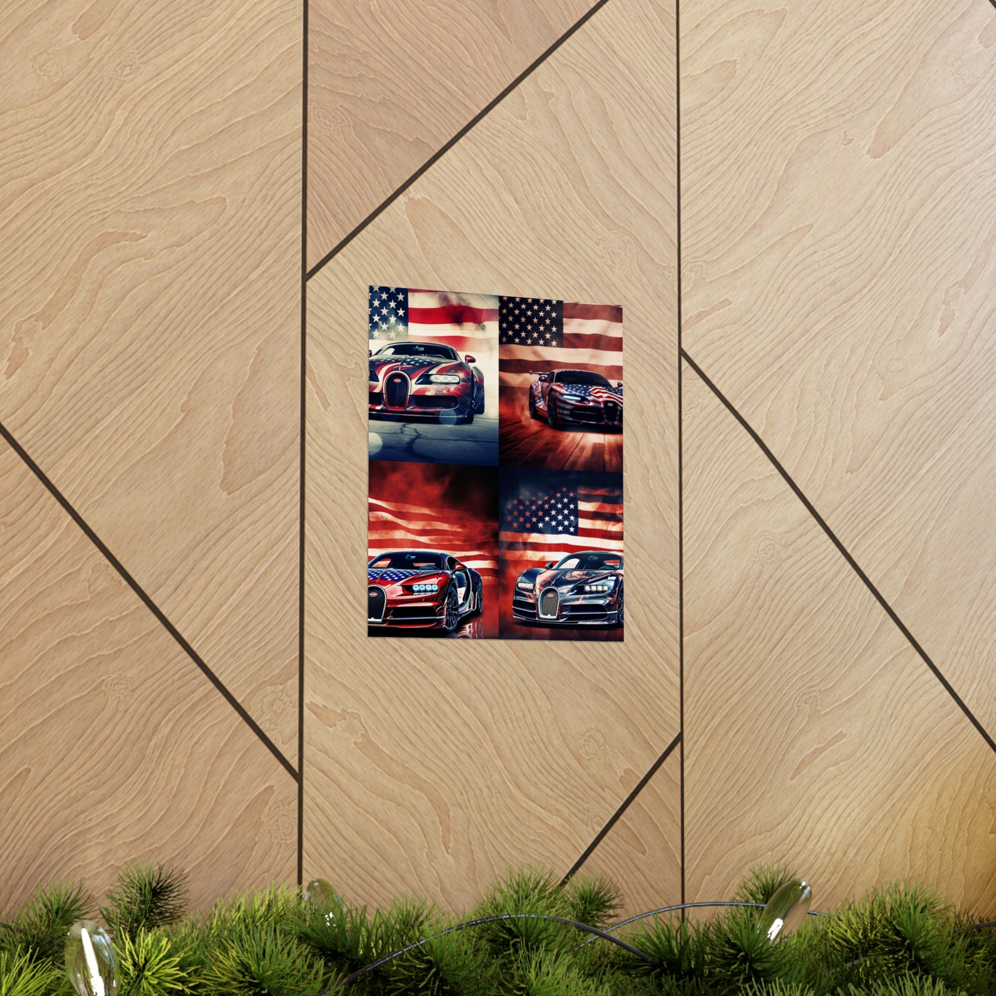 Premium Matte Vertical Posters Abstract American Flag Background Bugatti 5