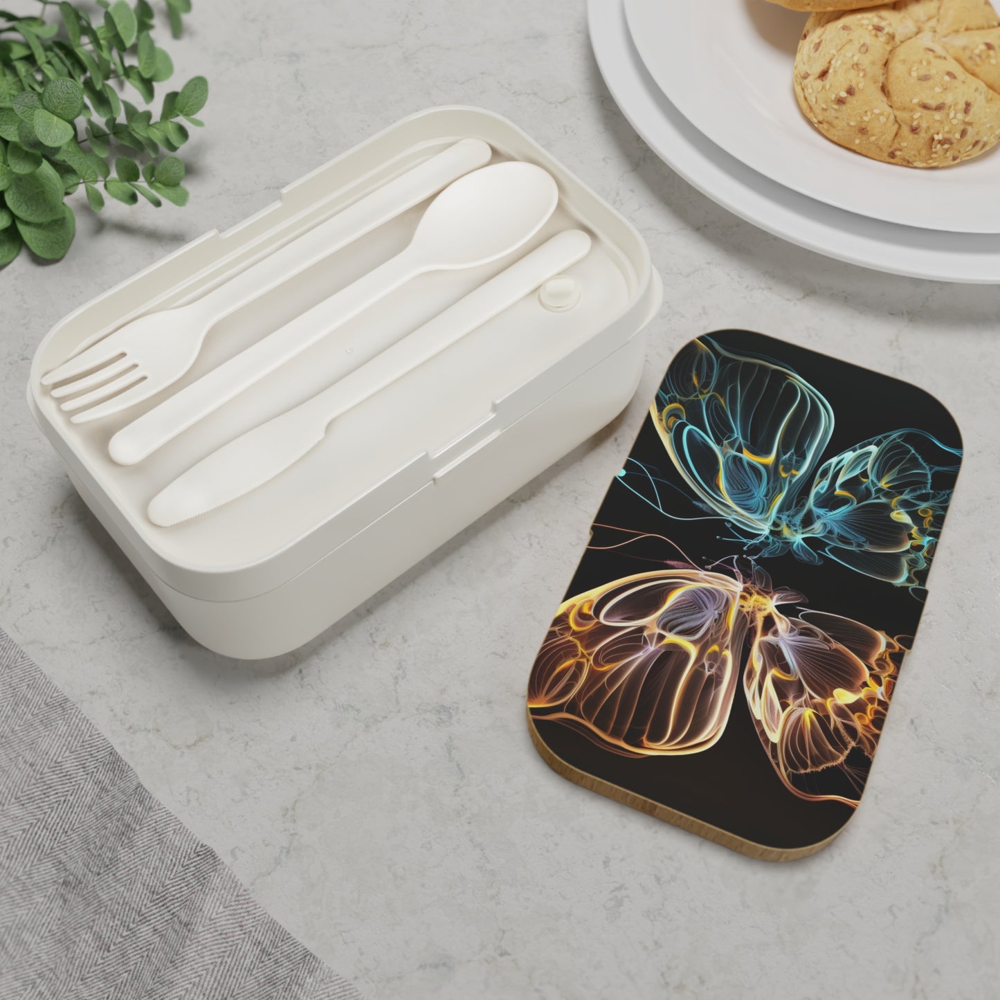 Bento Lunch Box Neon Glo Butterfly 3