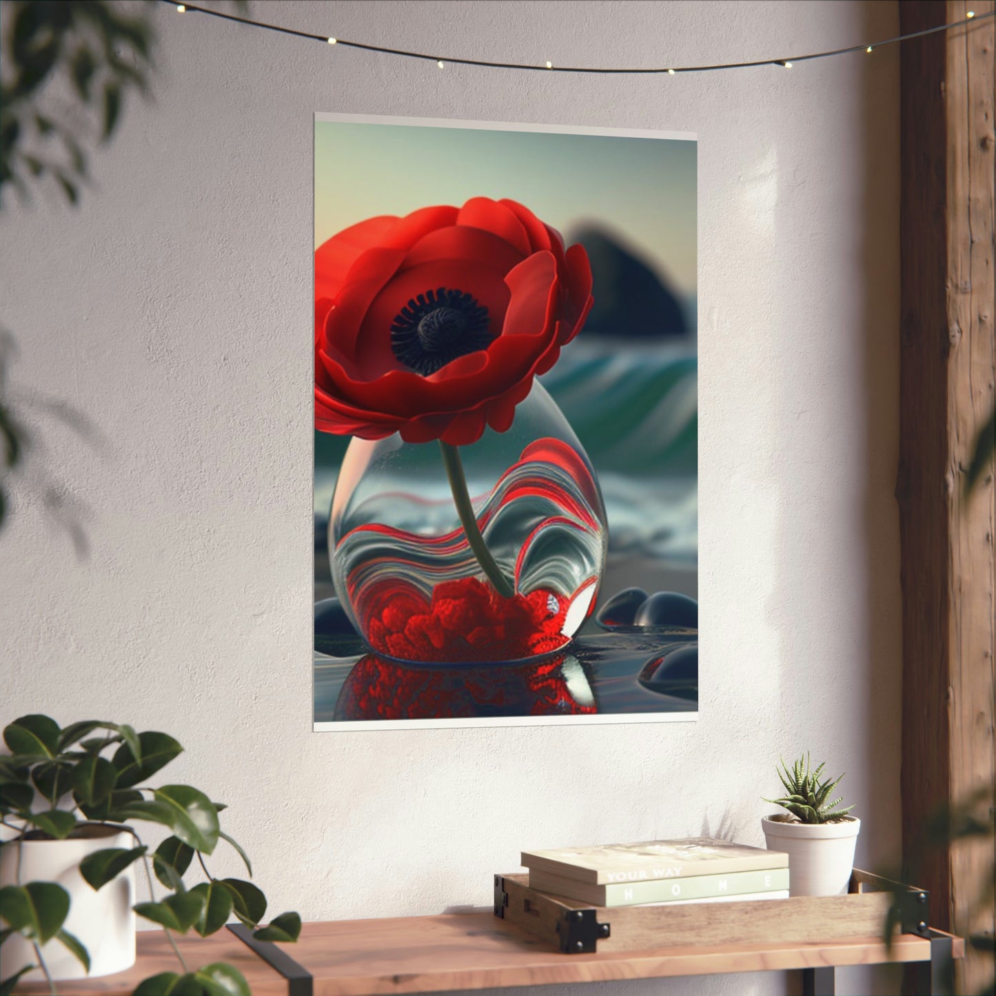 Premium Matte Vertical Posters Red Anemone in a Vase 1