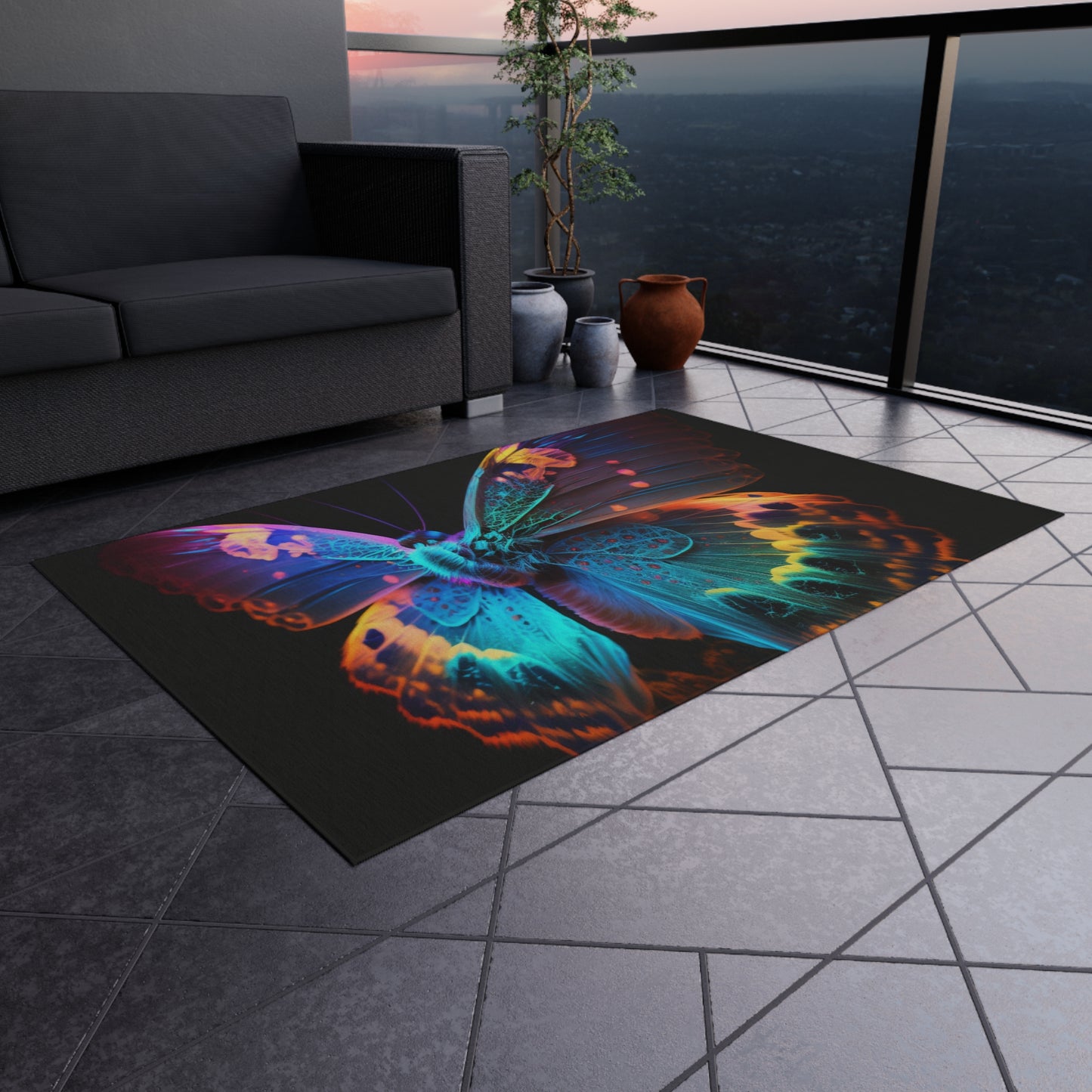 Outdoor Rug  Raw Hyper Color Butterfly 4