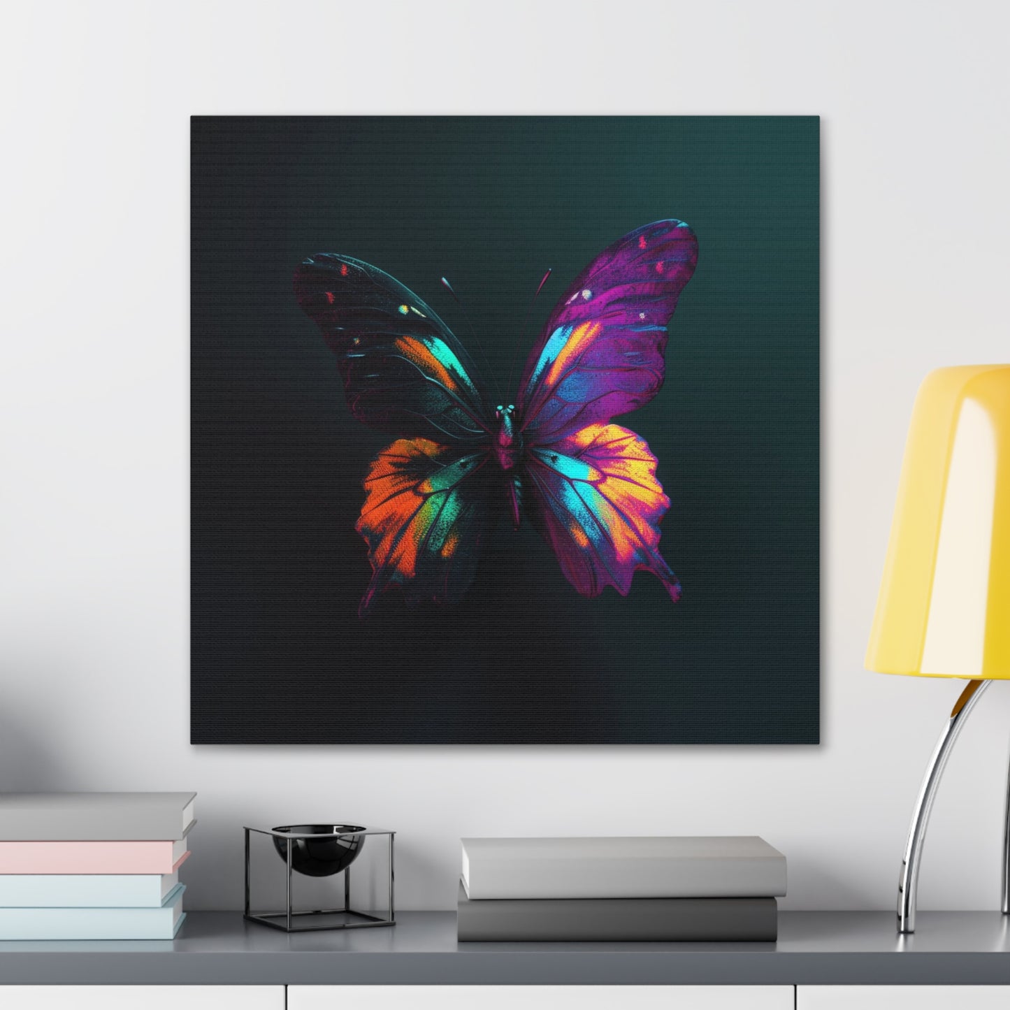 Canvas Gallery Wraps Hyper Colorful Butterfly Purple 3