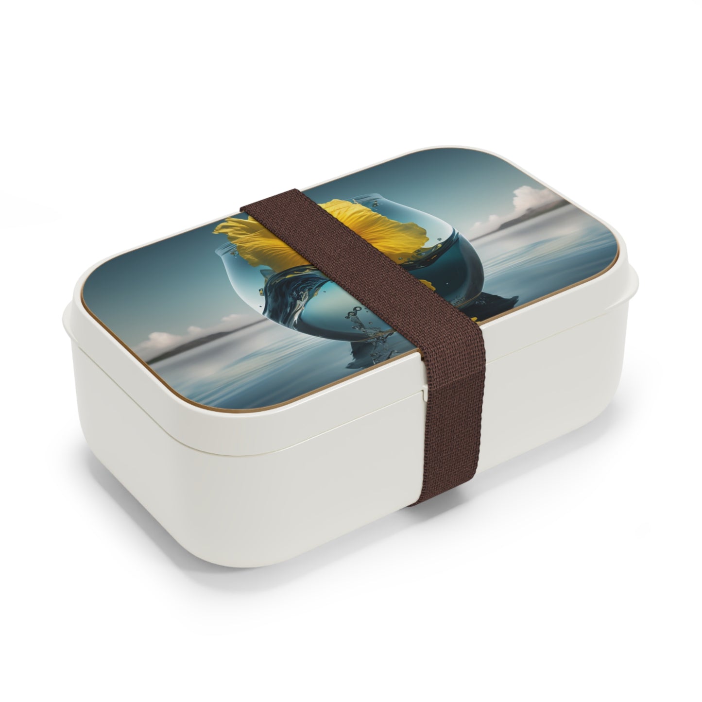 Bento Lunch Box Yellow Hibiscus glass 4