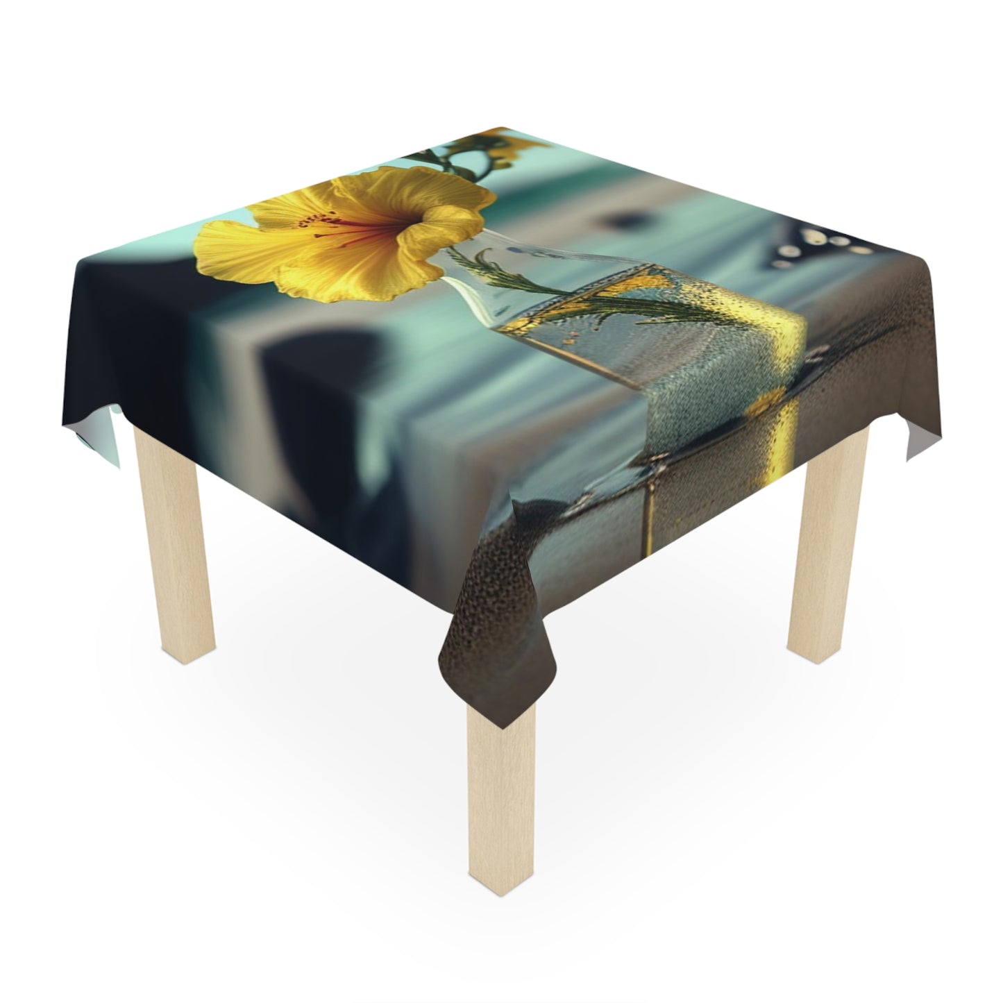 Tablecloth Yellow Hibiscus glass 3