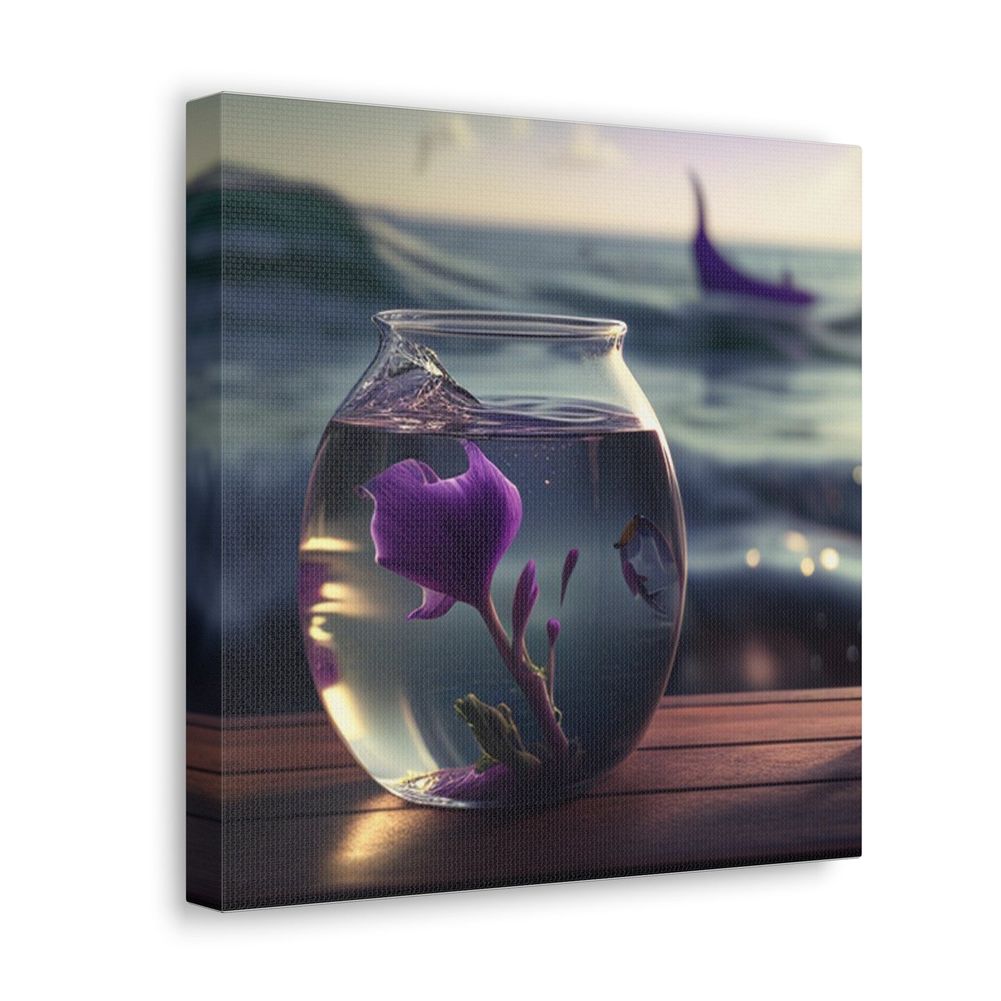 Canvas Gallery Wraps Purple Sweet pea in a vase 1
