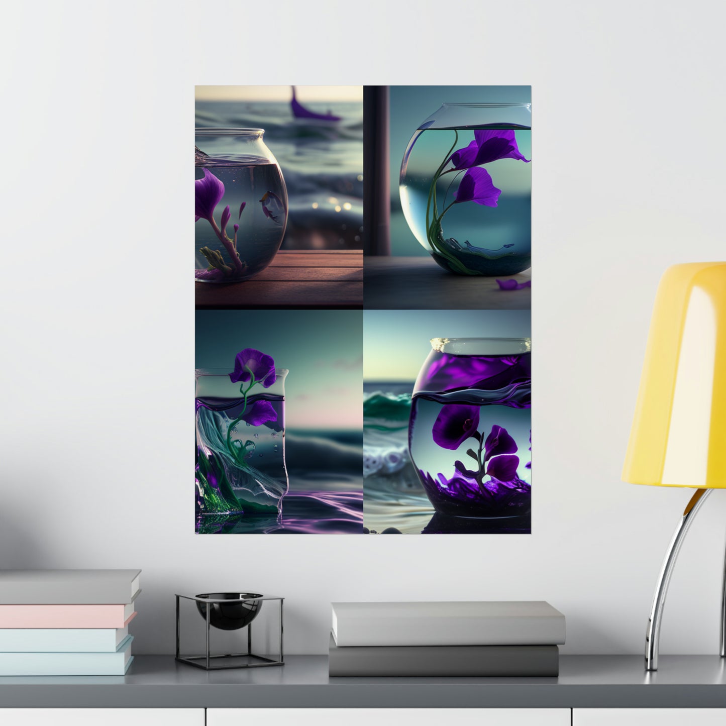 Premium Matte Vertical Posters Purple Sweet pea in a vase 5