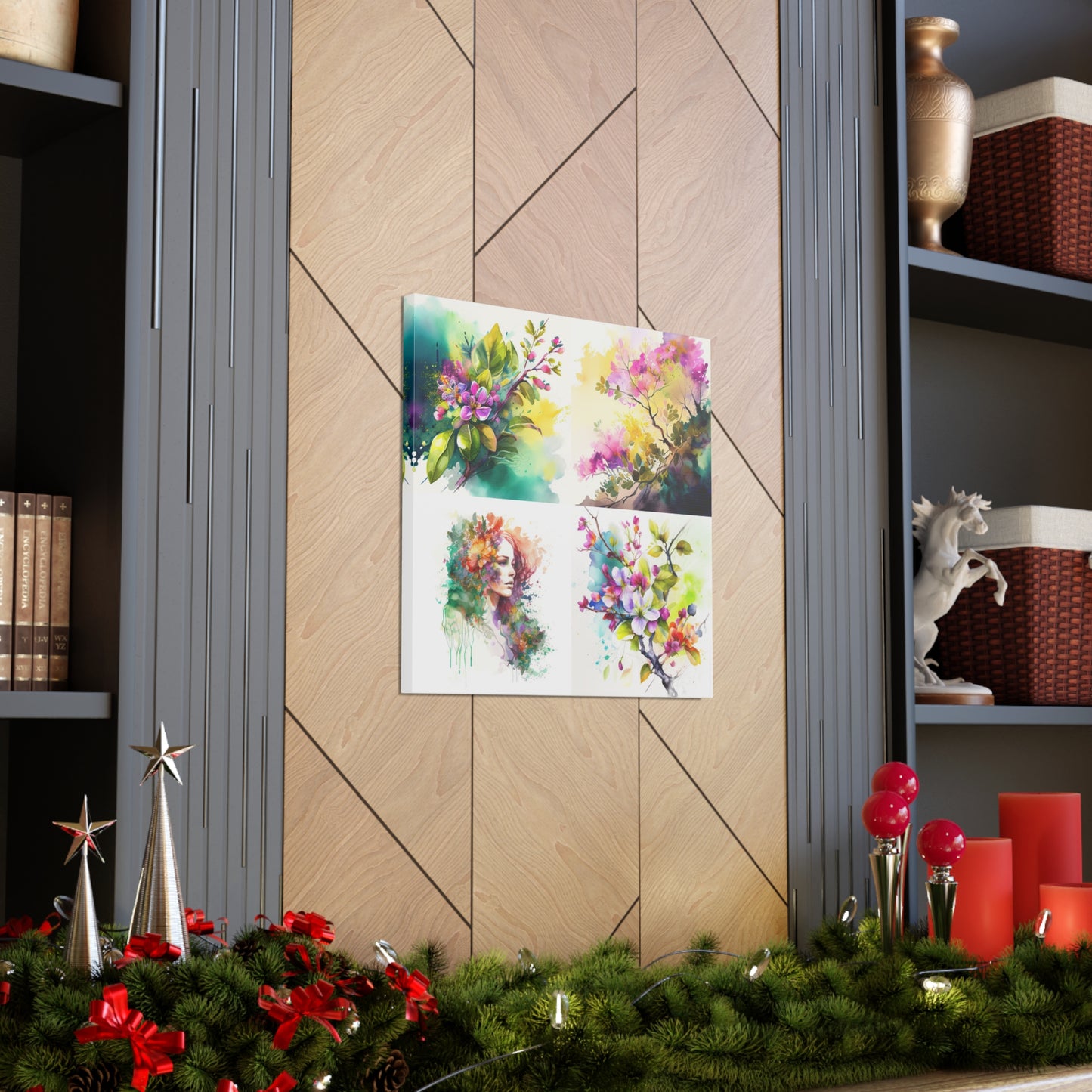 Canvas Gallery Wraps Mother Nature Bright Spring Colors Realistic Watercolor 5