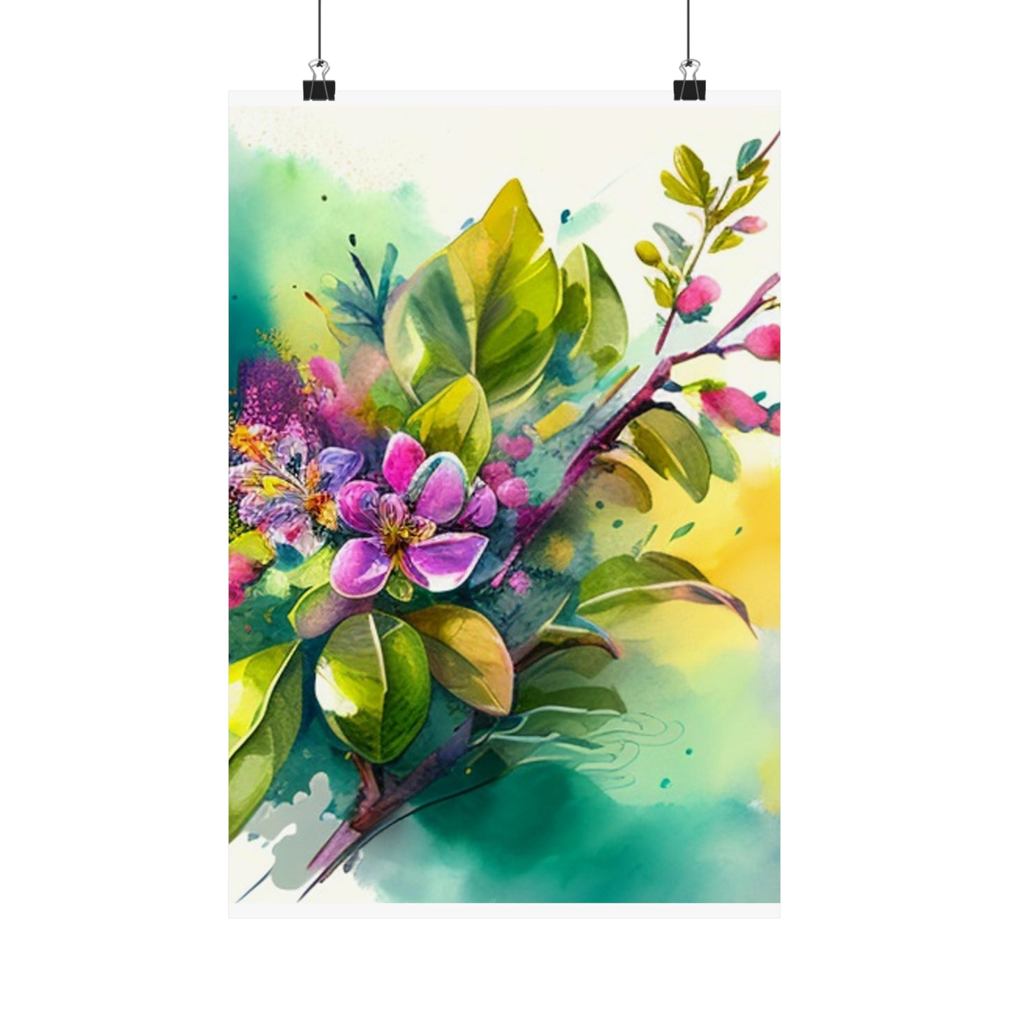 Premium Matte Vertical Posters Mother Nature Bright Spring Colors Realistic Watercolor 1