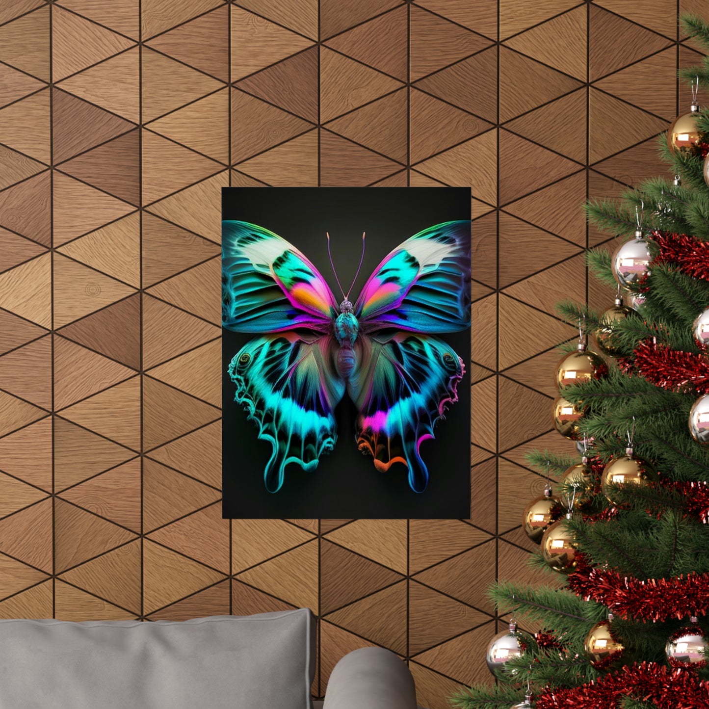 Premium Matte Vertical Posters Neon Butterfly Fusion 4