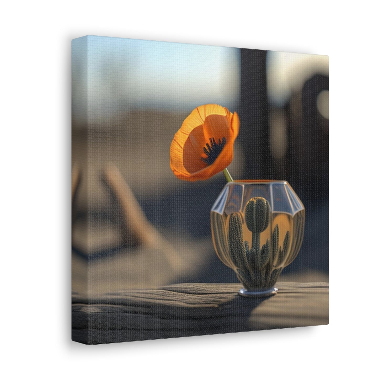 Canvas Gallery Wraps Orange Poppy in a Vase 2