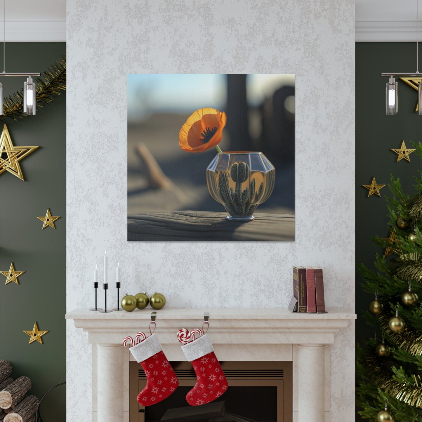Canvas Gallery Wraps Orange Poppy in a Vase 2