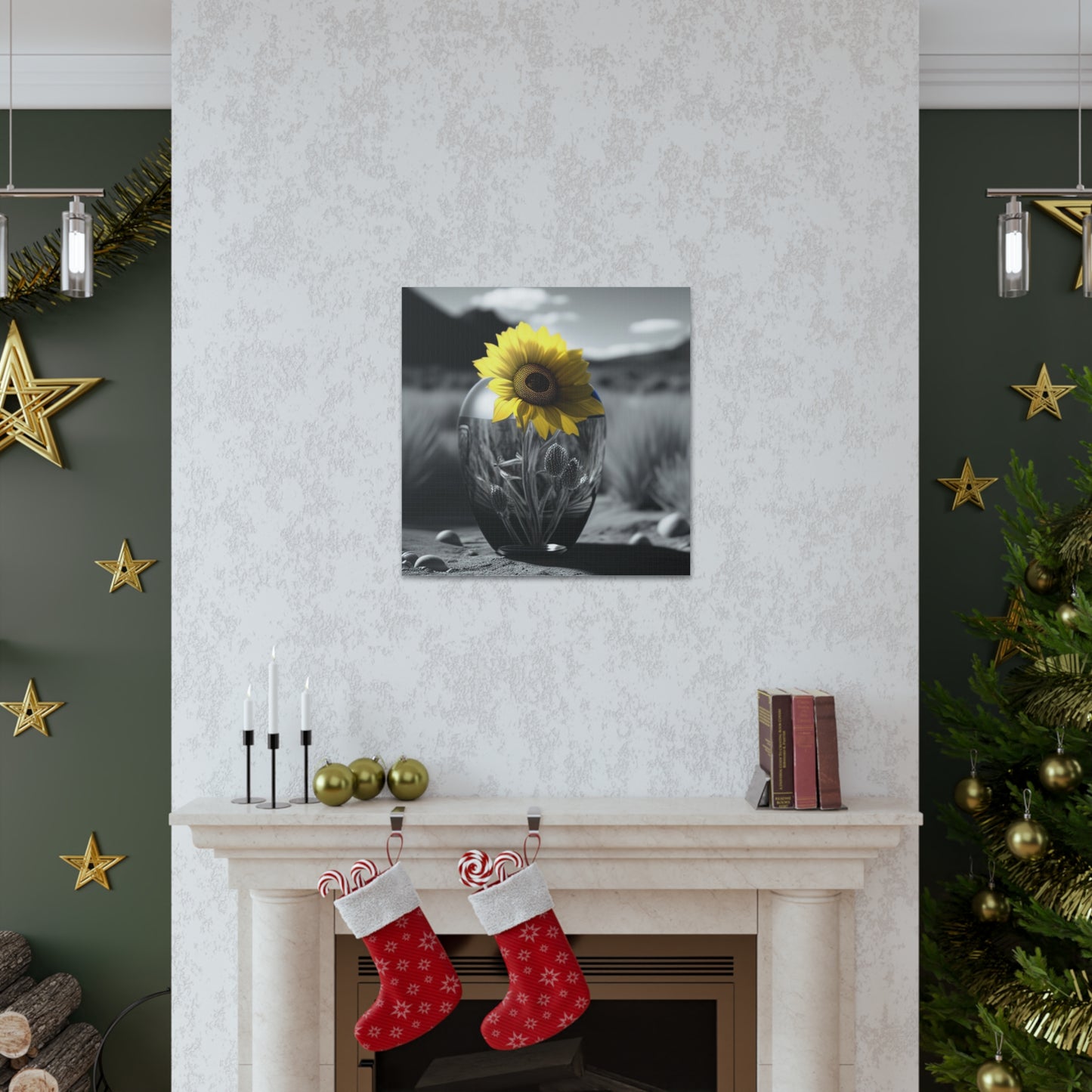 Canvas Gallery Wraps Yellw Sunflower in a vase 3