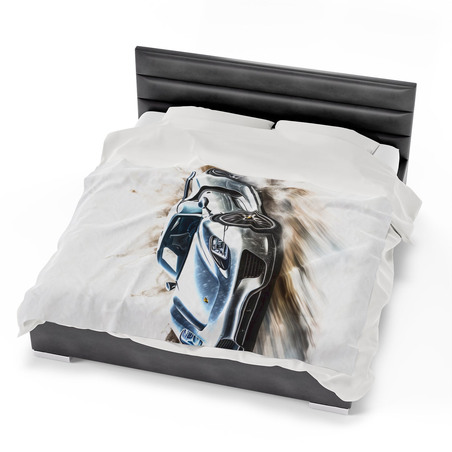 Velveteen Plush Blanket 918 Spyder white background driving fast with water splashing 2