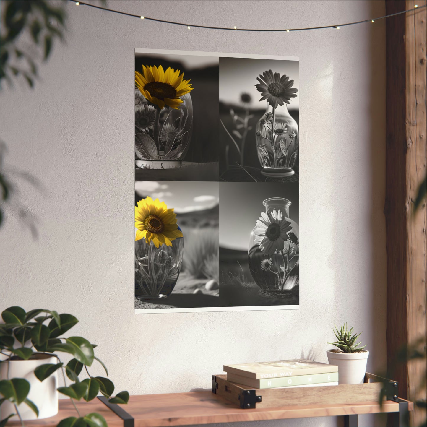 Premium Matte Vertical Posters Yellw Sunflower in a vase 5