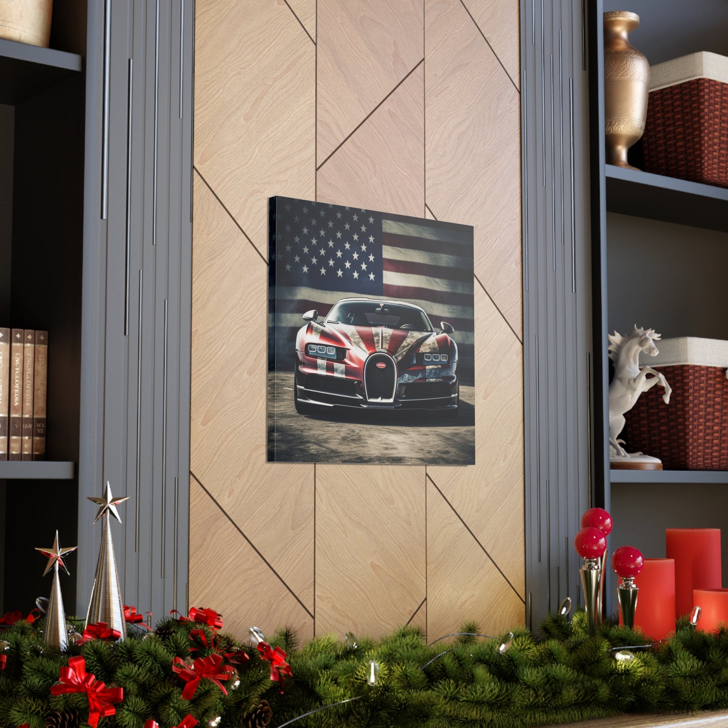 Canvas Gallery Wraps American Flag Background Bugatti 3