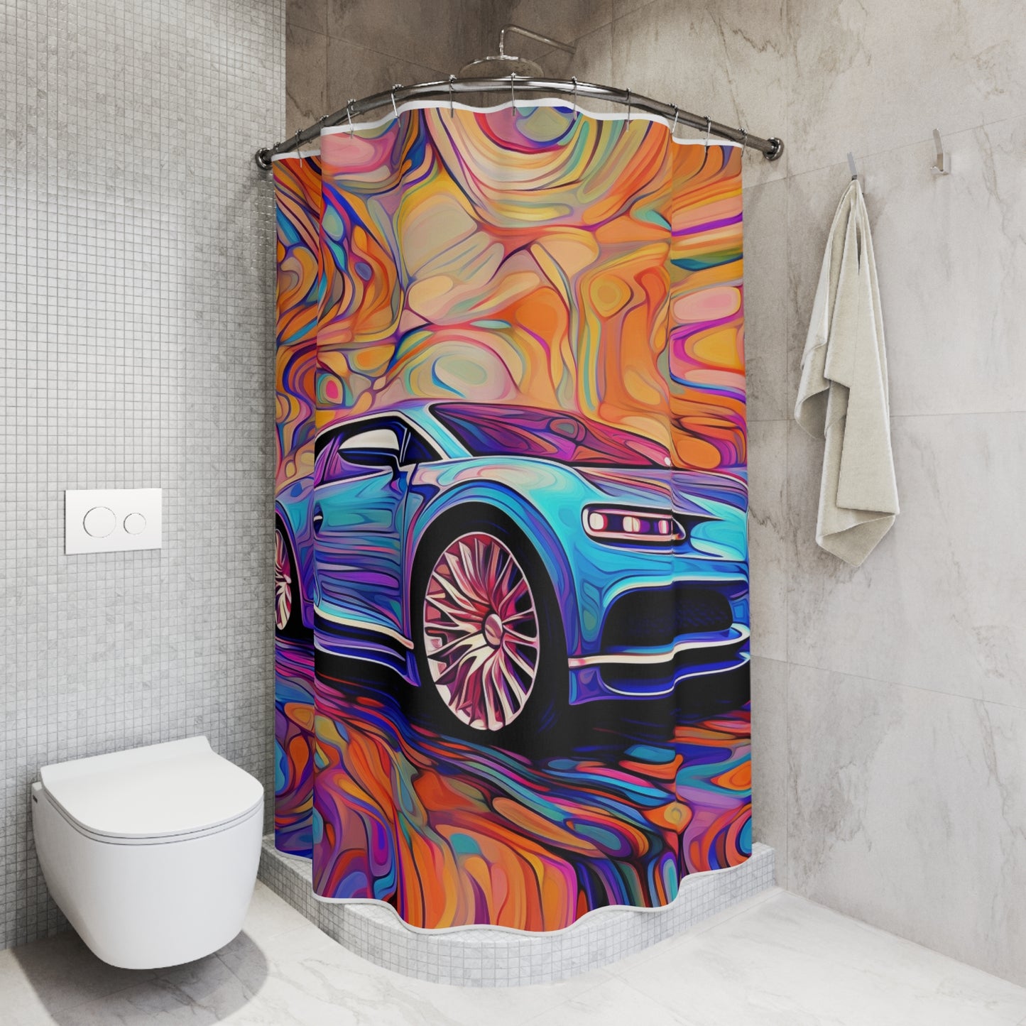 Polyester Shower Curtain Bugatti Abstract Concept 3