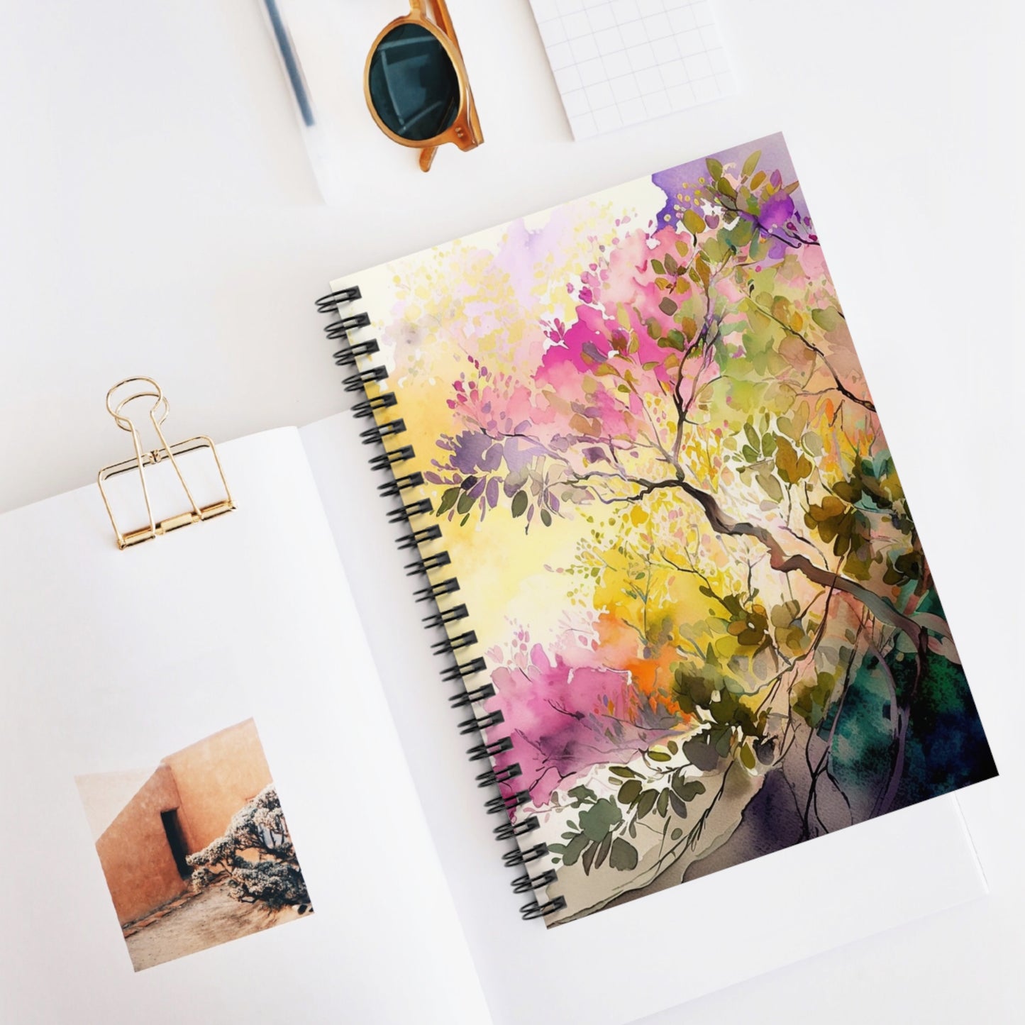 Spiral Notebook - Ruled Line Mother Nature Bright Spring Colors Realistic Watercolor 2