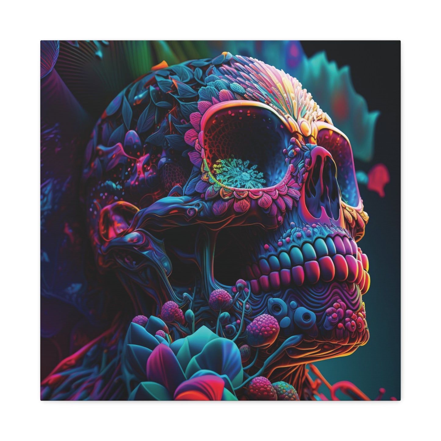 Canvas Gallery Wraps Florescent Skull Death 3