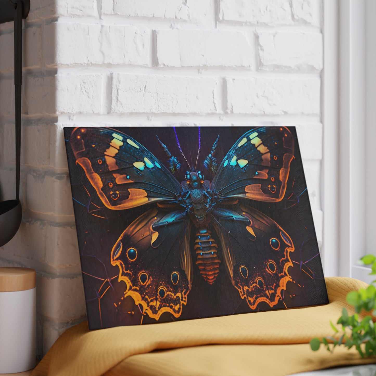 Glass Cutting Board Neon Hue Butterfly 2