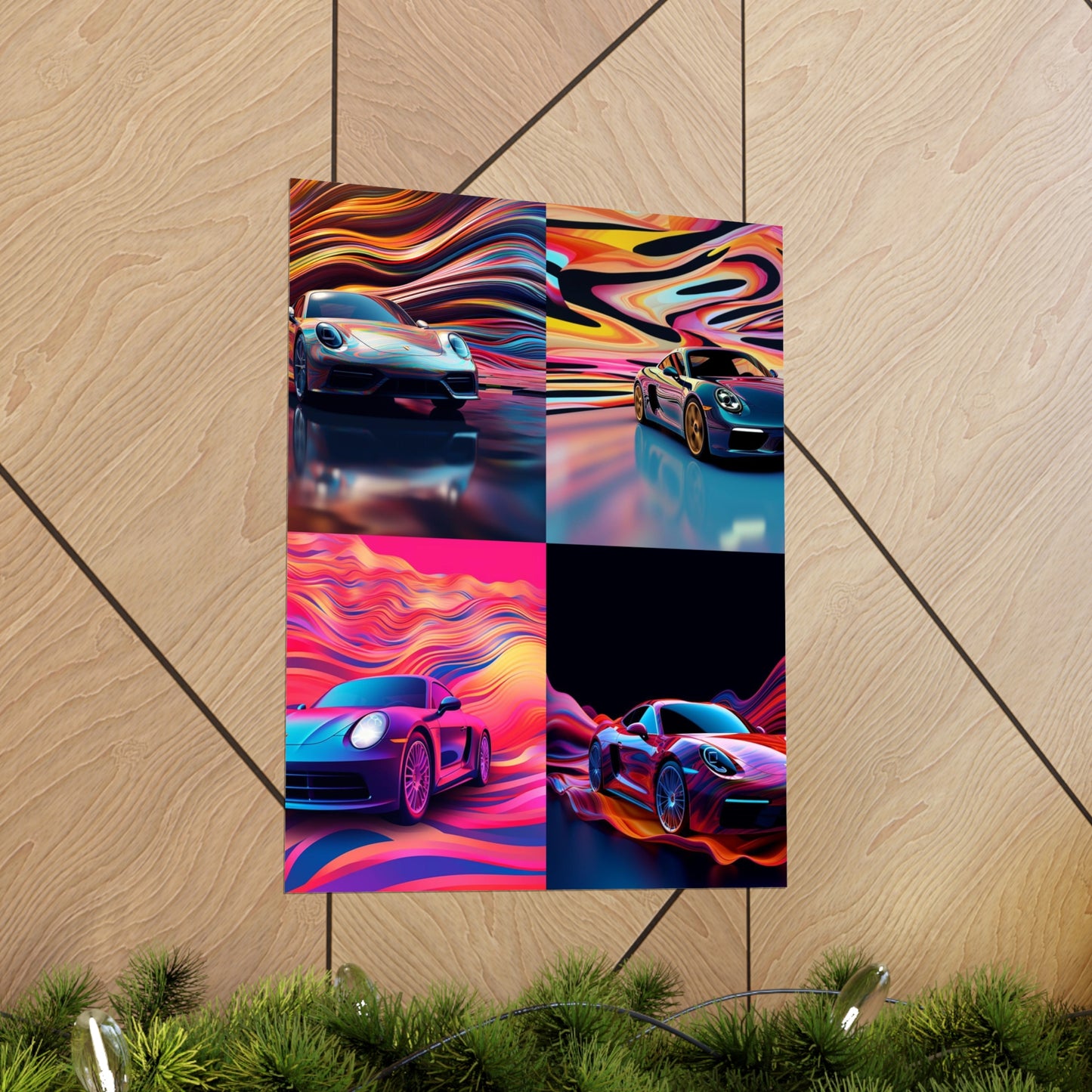 Premium Matte Vertical Posters Porsche Water Fusion 5