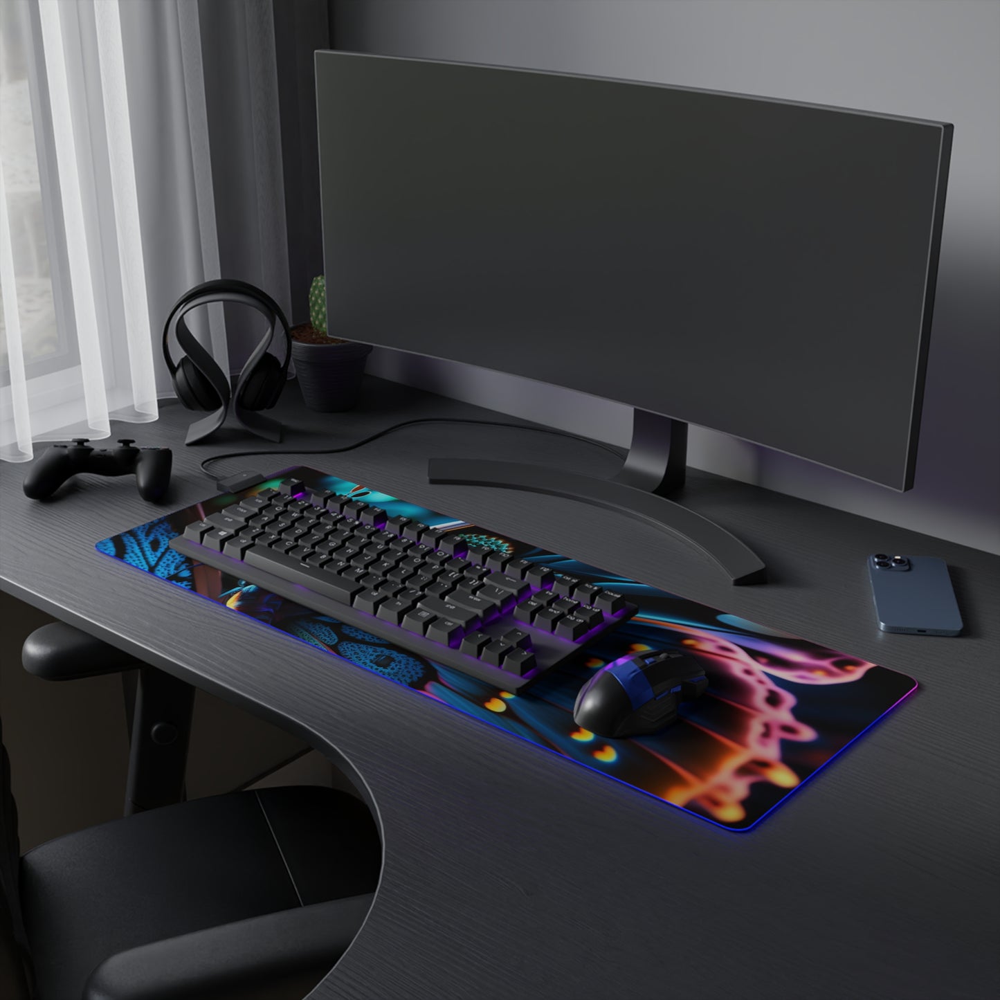 LED Gaming Mouse Pad Neon Butterfly Macro 2