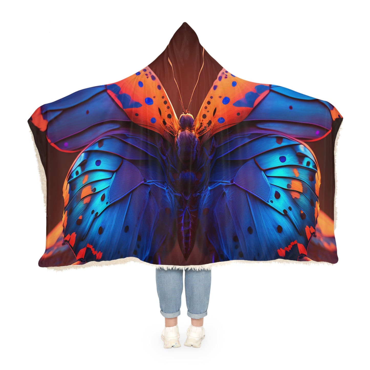 Snuggle Hooded Blanket Neon Butterfly Macro 3