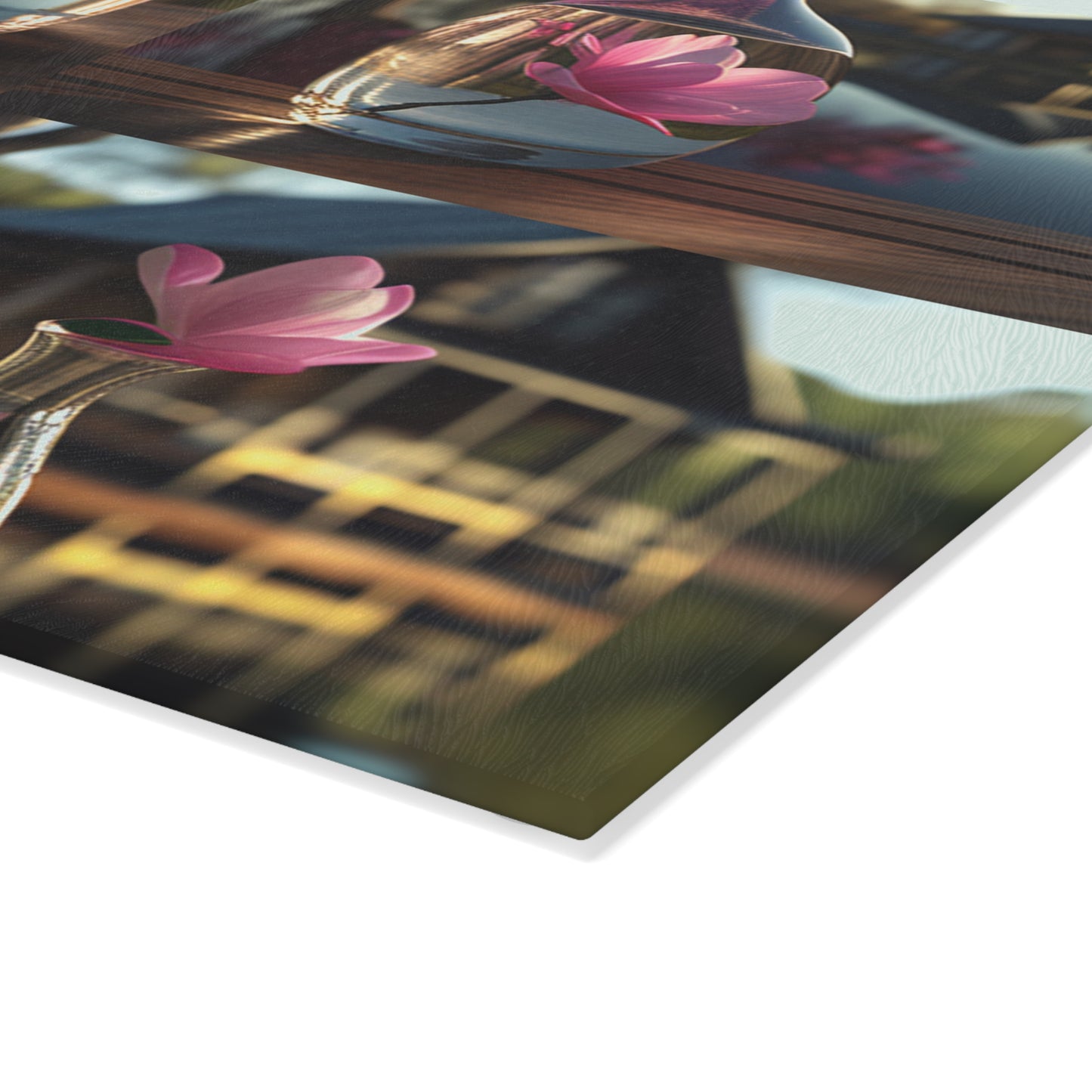 Glass Cutting Board Magnolia in a Glass vase 5