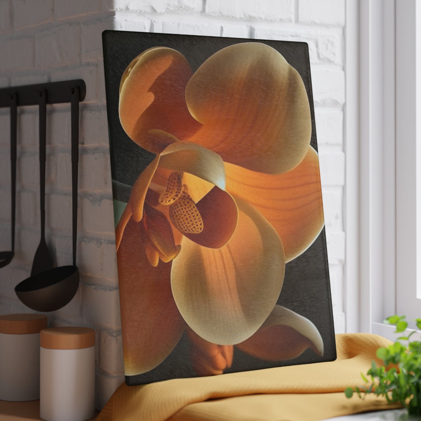 Glass Cutting Board Orange Orchid 4