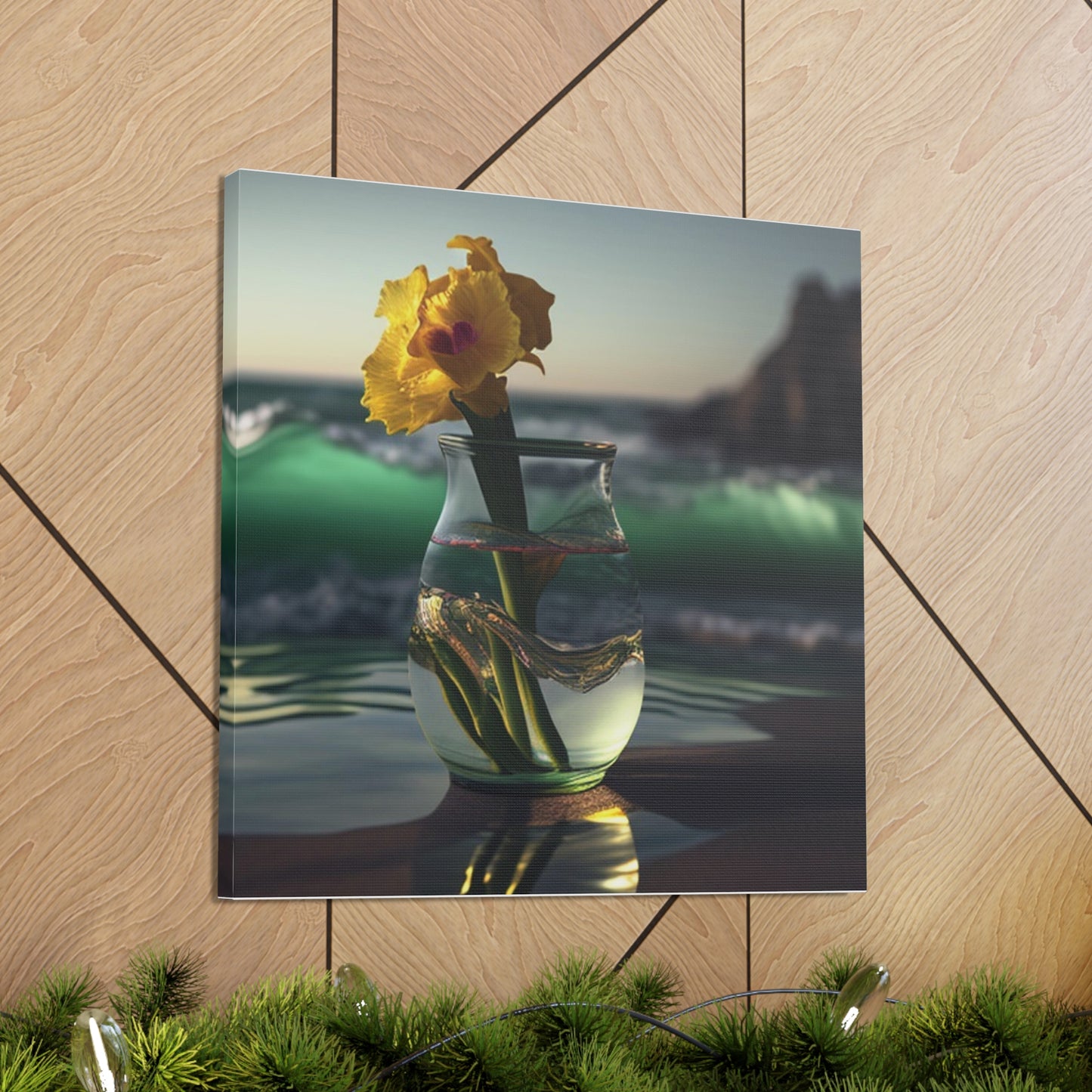 Canvas Gallery Wraps Yellow Gladiolus glass 1