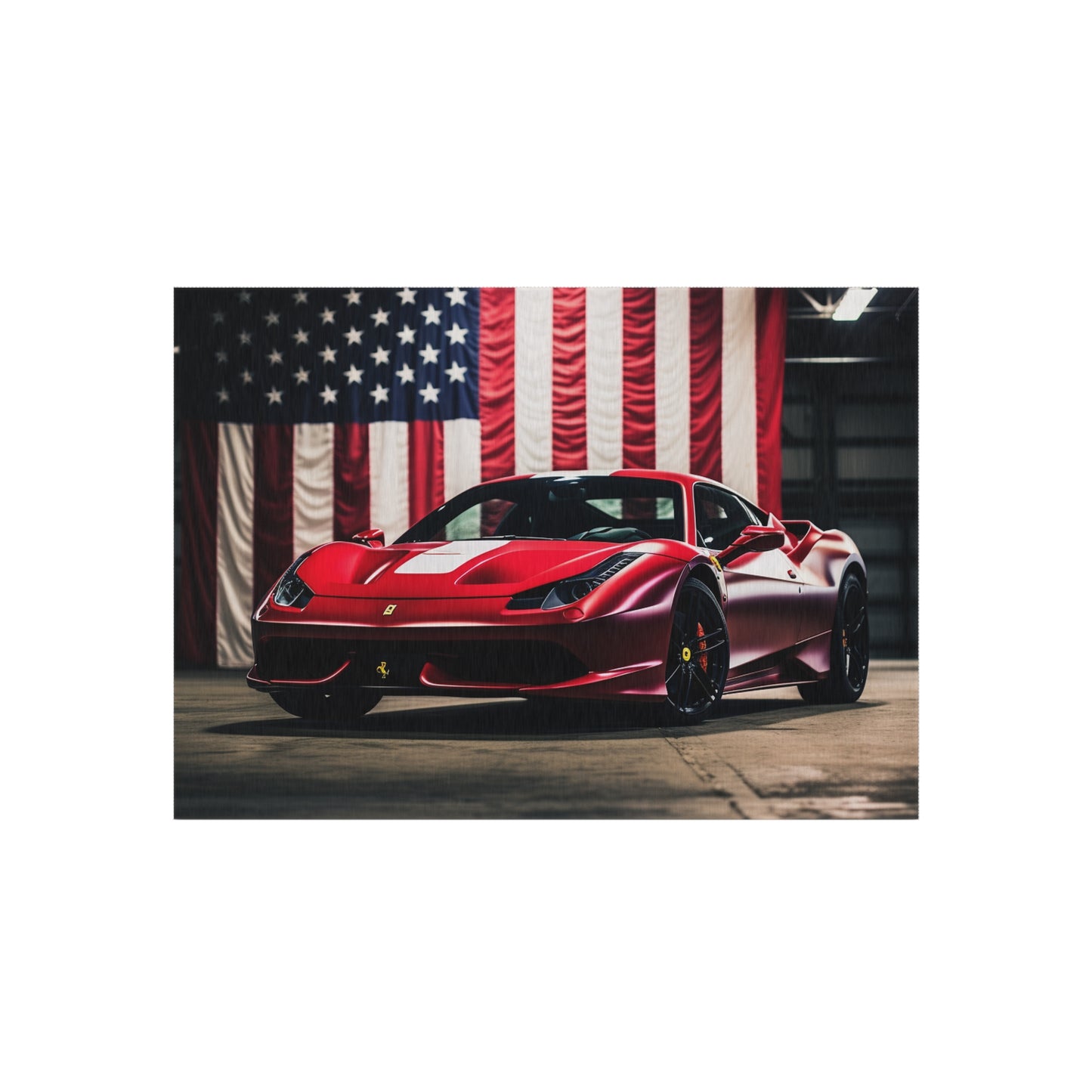 Outdoor Rug  American Flag Background Ferrari 3