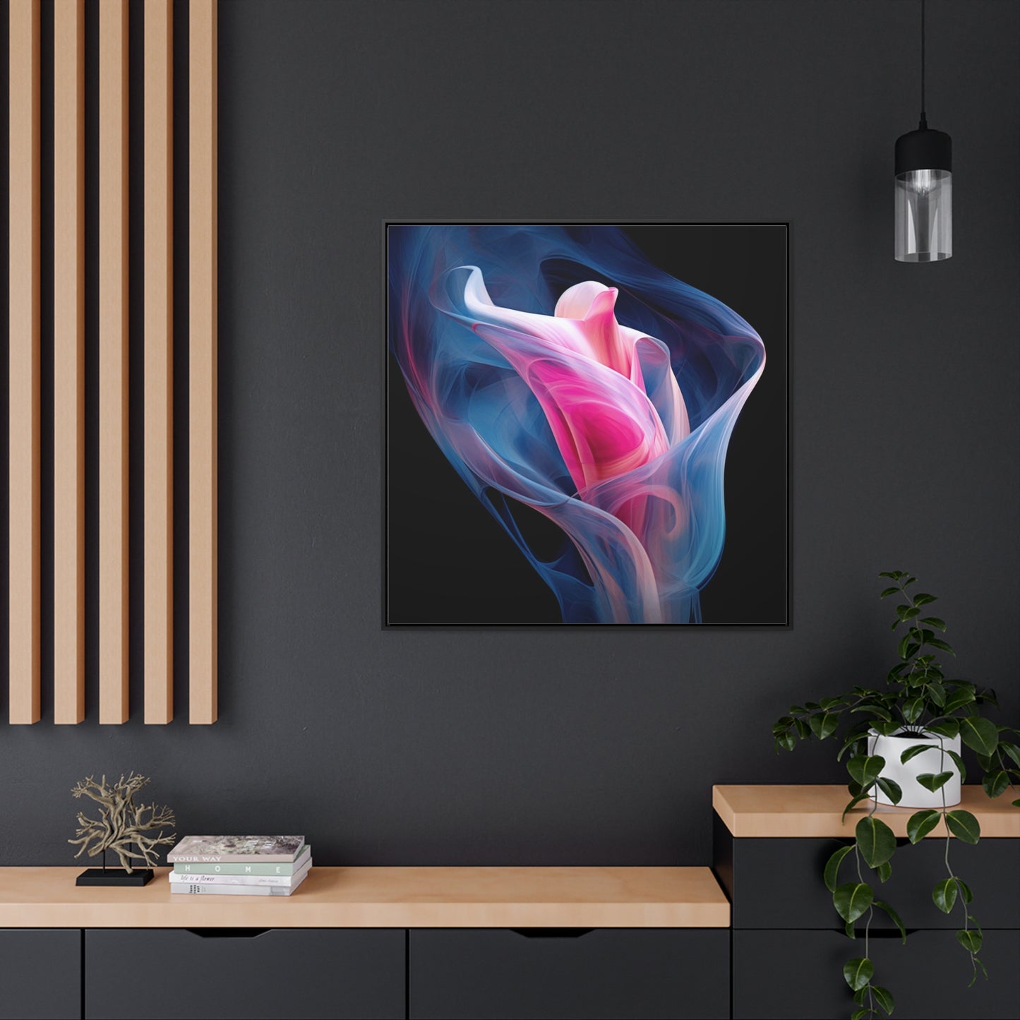 Gallery Canvas Wraps, Square Frame Pink & Blue Tulip Rose 3