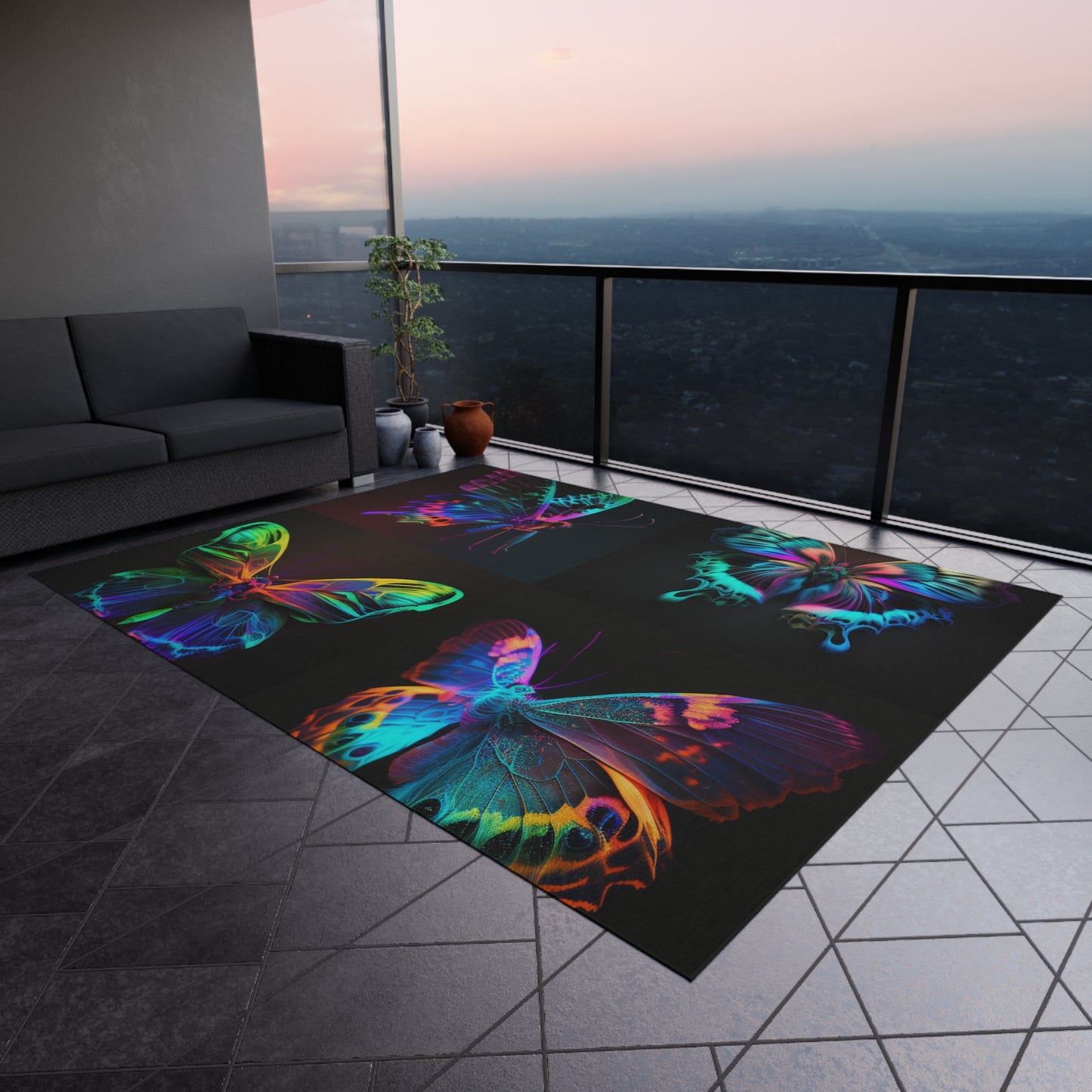 Outdoor Rug  Raw Hyper Color Butterfly 5