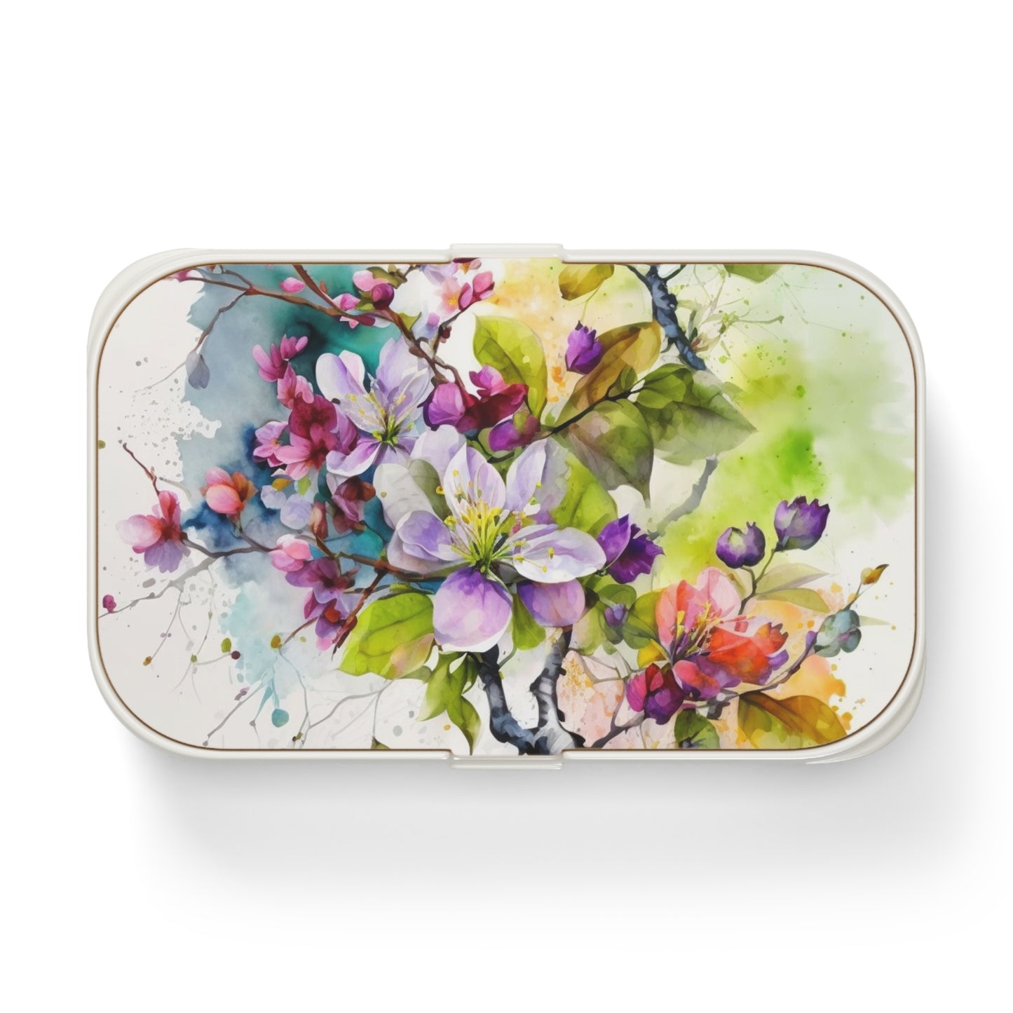 Bento Lunch Box Mother Nature Bright Spring Colors Realistic Watercolor 4